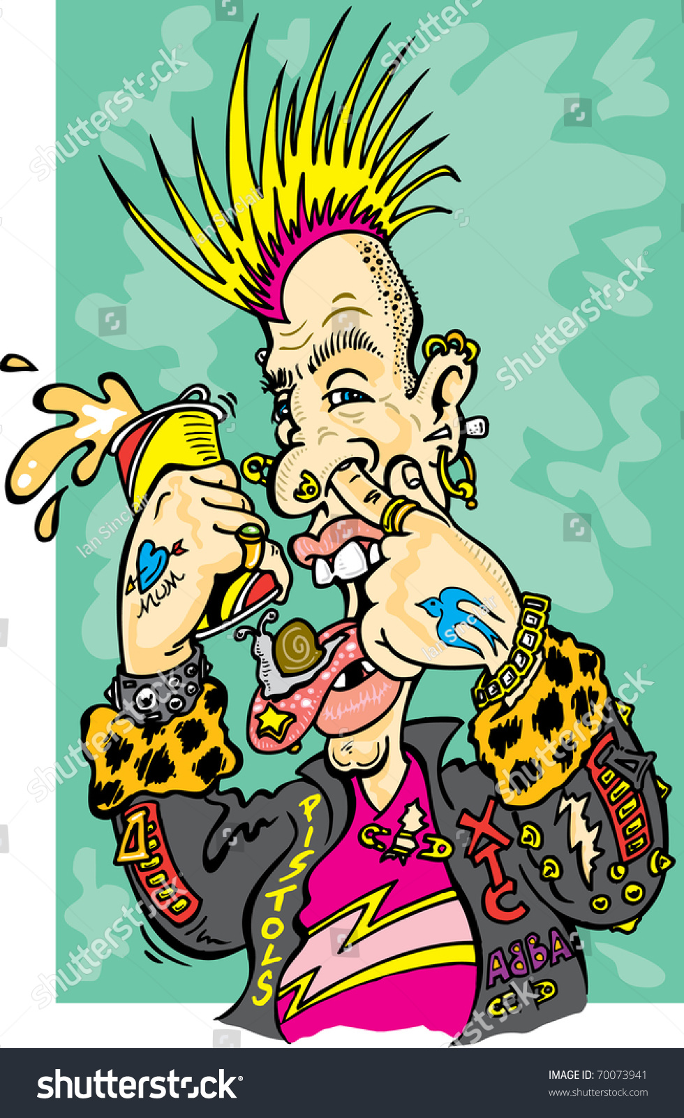 Punk Rocker Cartoon Spiky Hair Cartoon Stock Vector (Royalty Free) 70073941