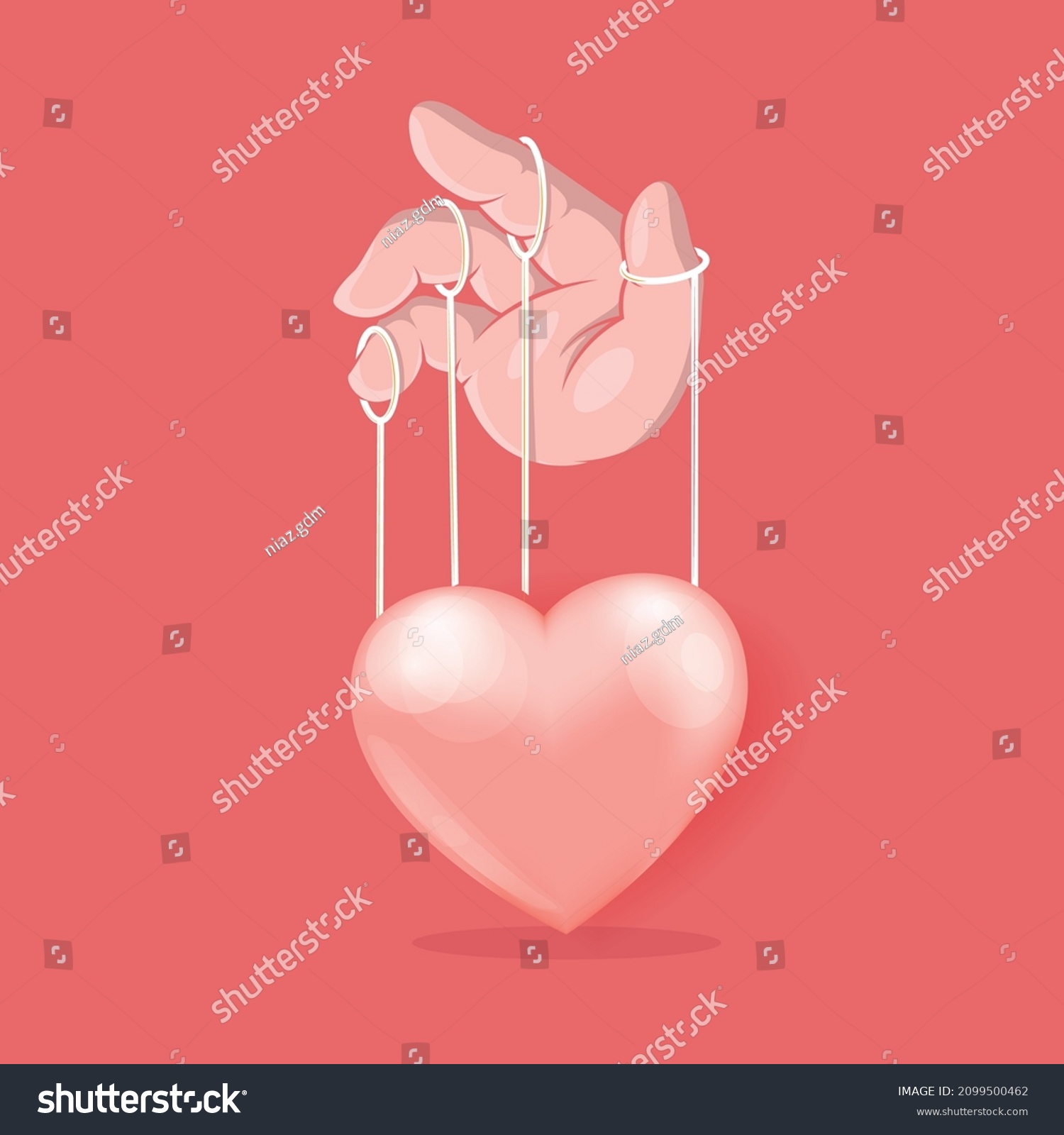 Puppet Heart Vector Illustration Relationship Puppet Stock Vector