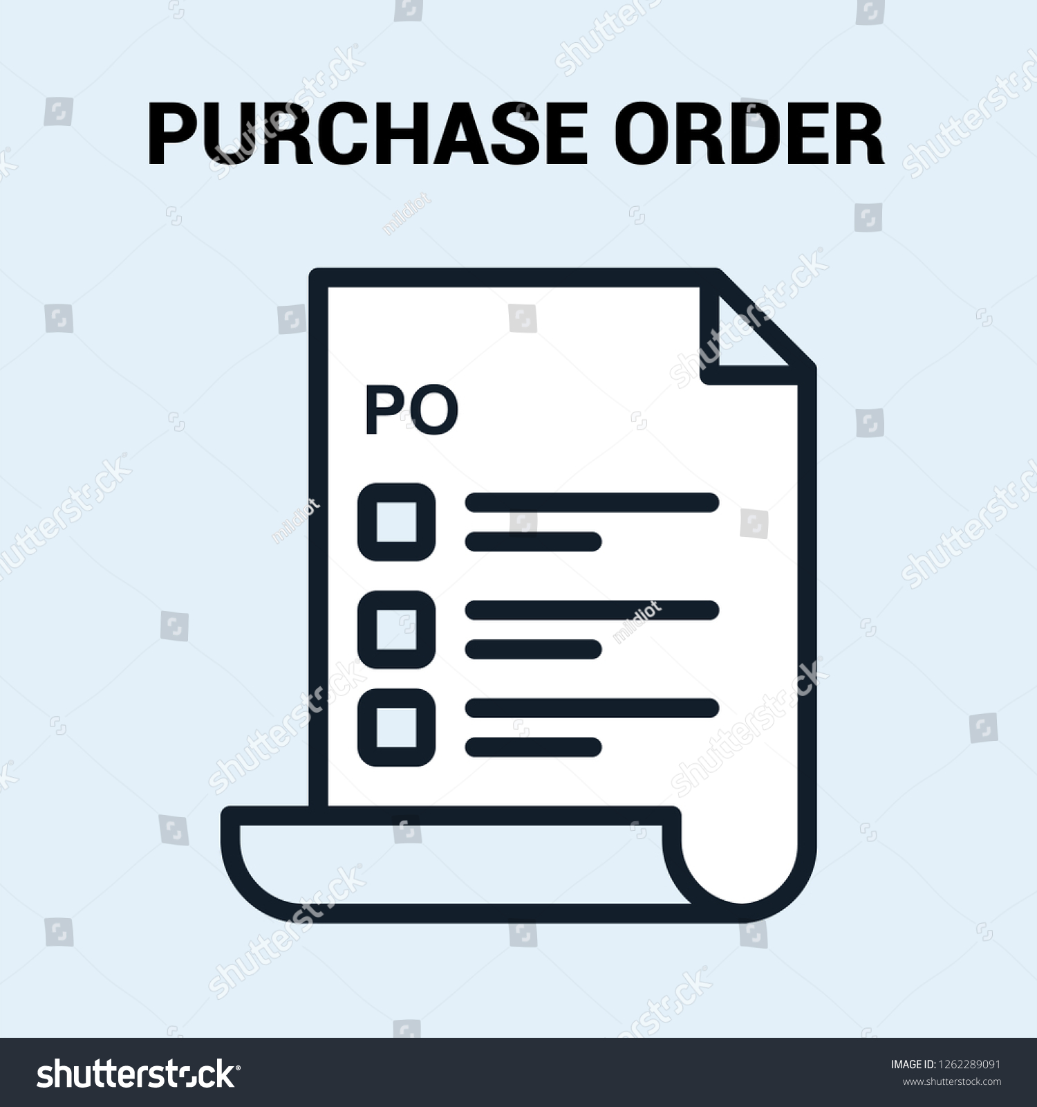 Purchase Order Blue Background Stock Vector (Royalty Free) 1262289091