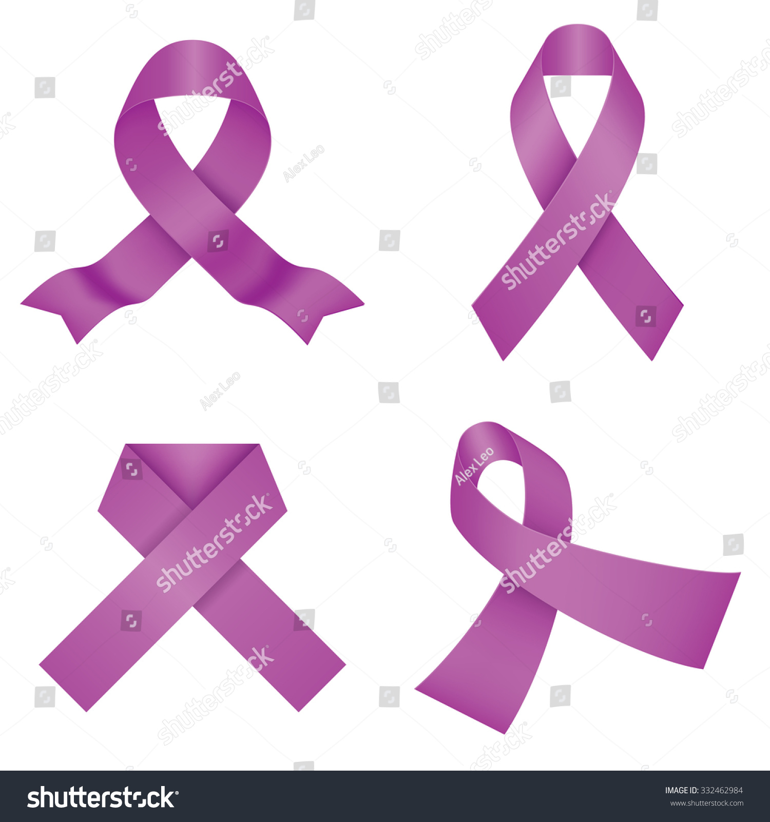 SVG of Purple awareness ribbons isolated on a white background. Vector illustration svg