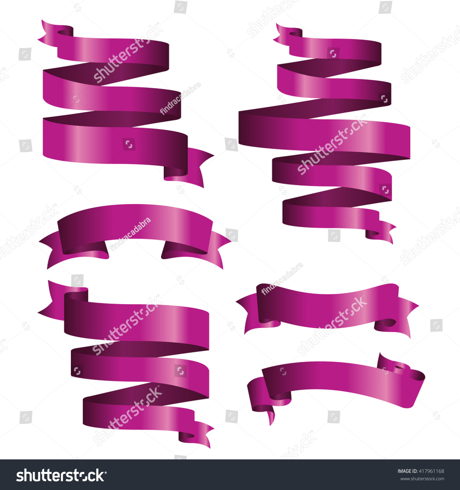 Purple Banner Ribbon Vector Set Isolated Stock Vector (Royalty Free