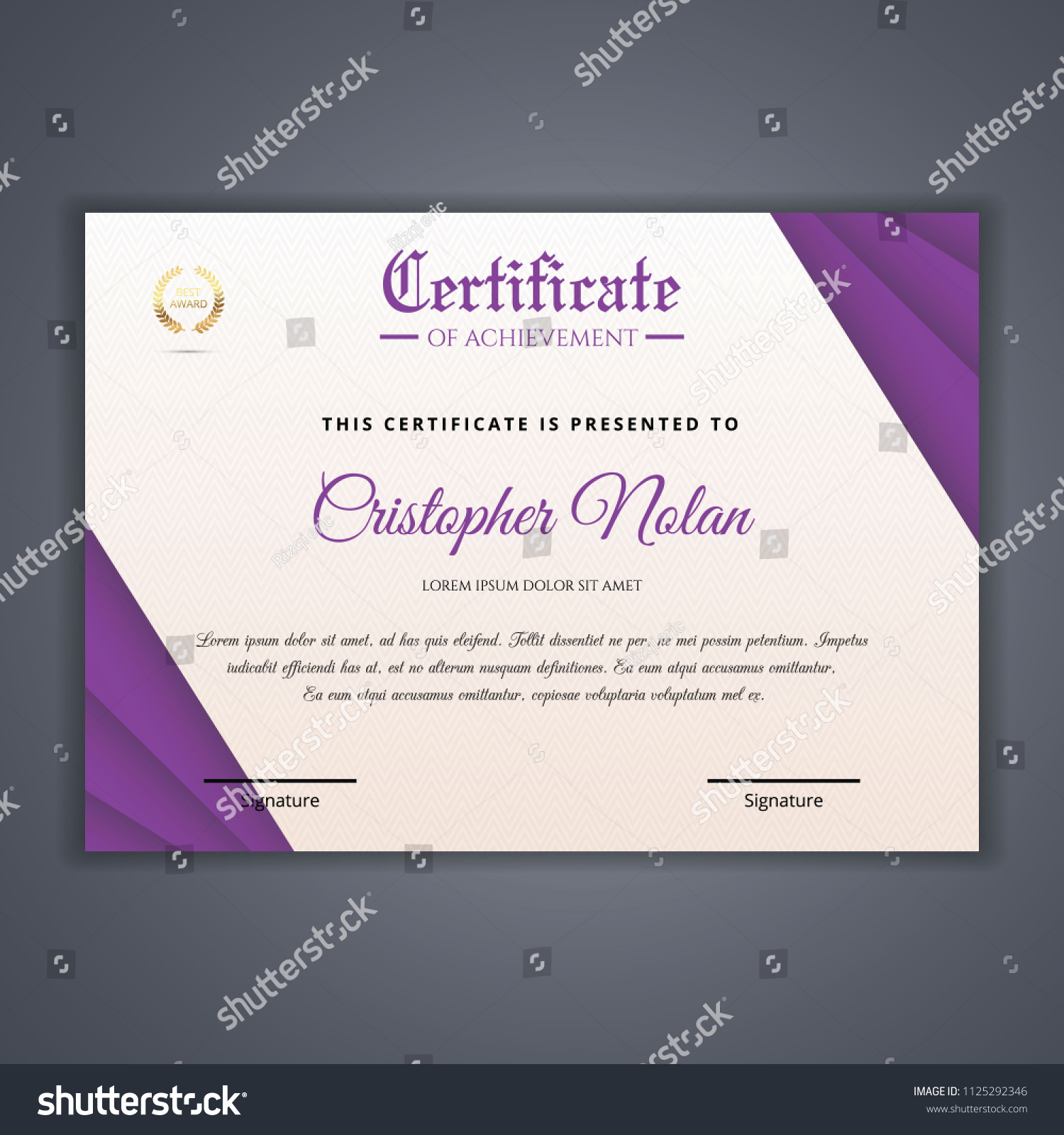 Purple Certificate Template Vector Achievement Certificate Shutterstock