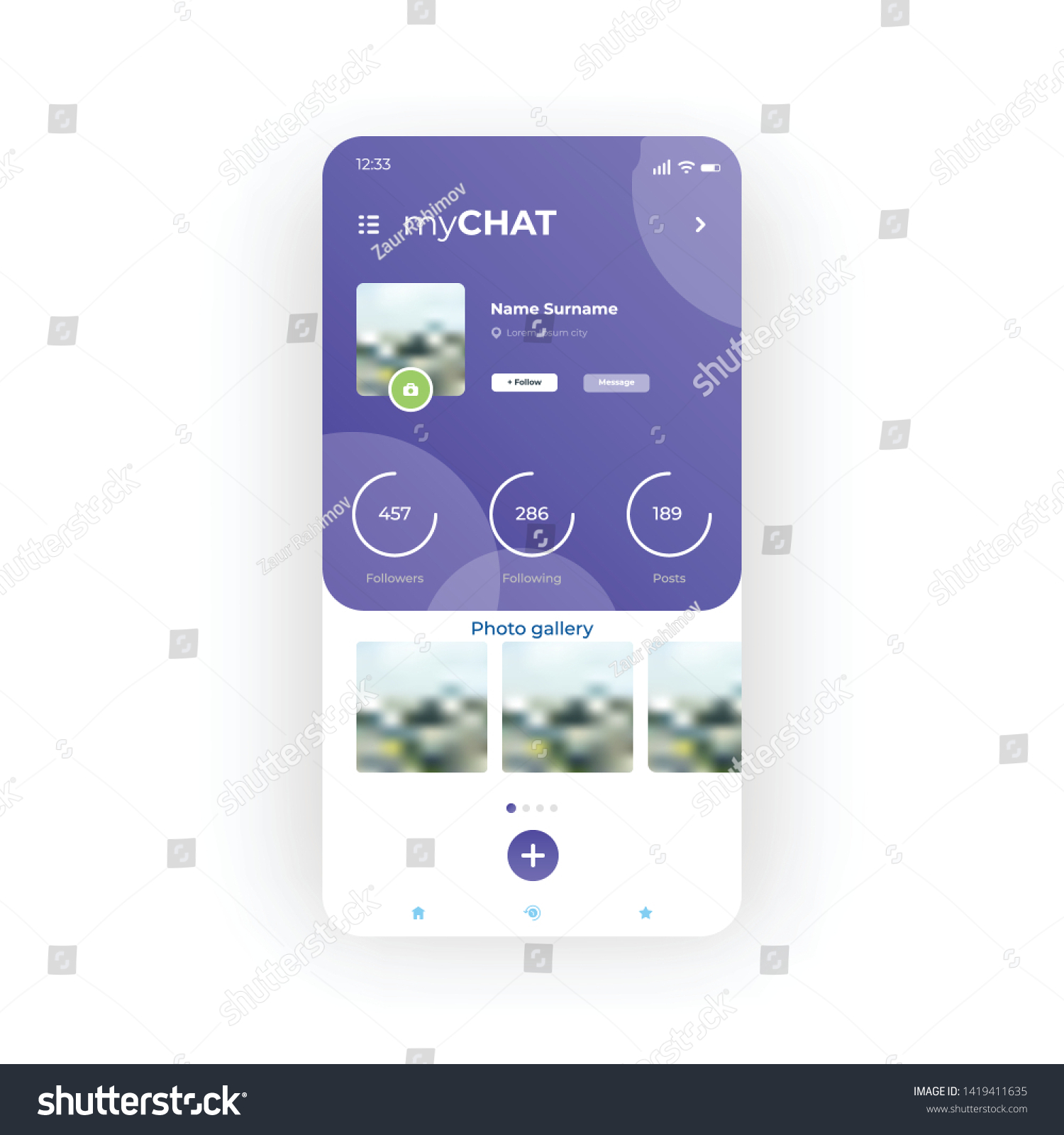 Purple Chat Profile Ui Ux Gui Stock Vector Royalty Free