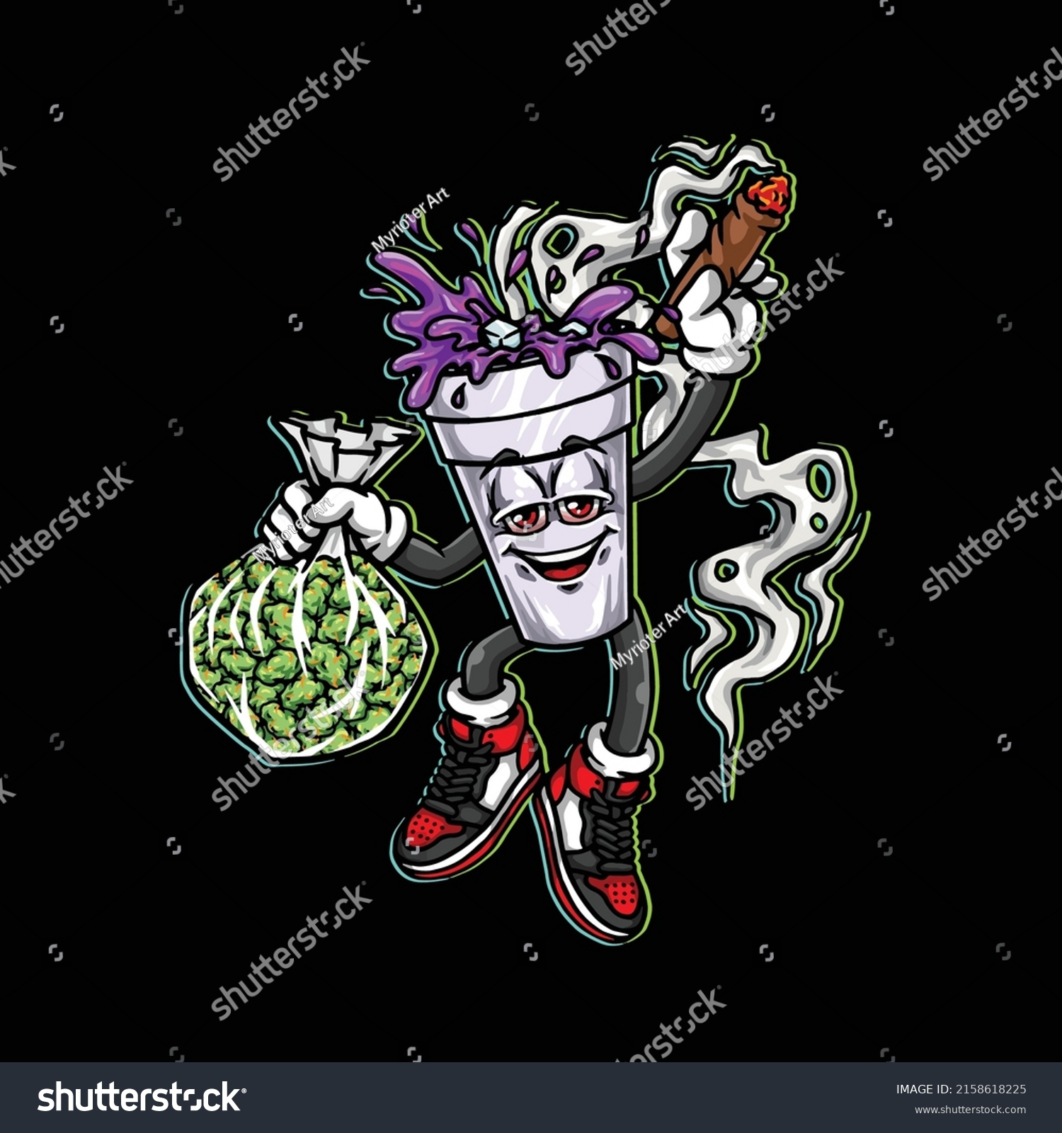 Purple Cup Jump Hold Weed Nug Stock Vector (Royalty Free) 2158618225 ...