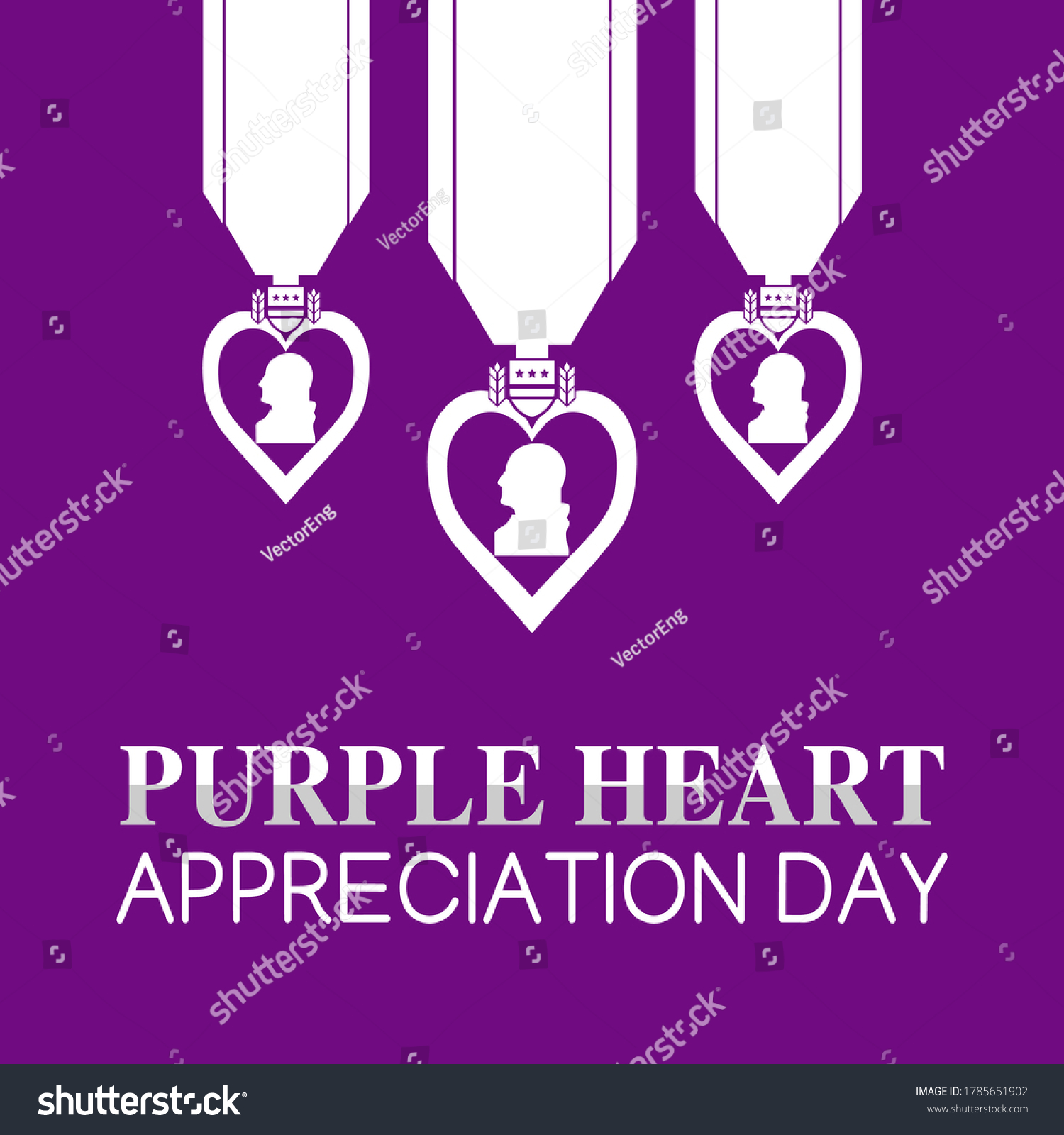 Purple Heart Appreciation Day Vector Illustration 库存矢量图（免版税）1785651902