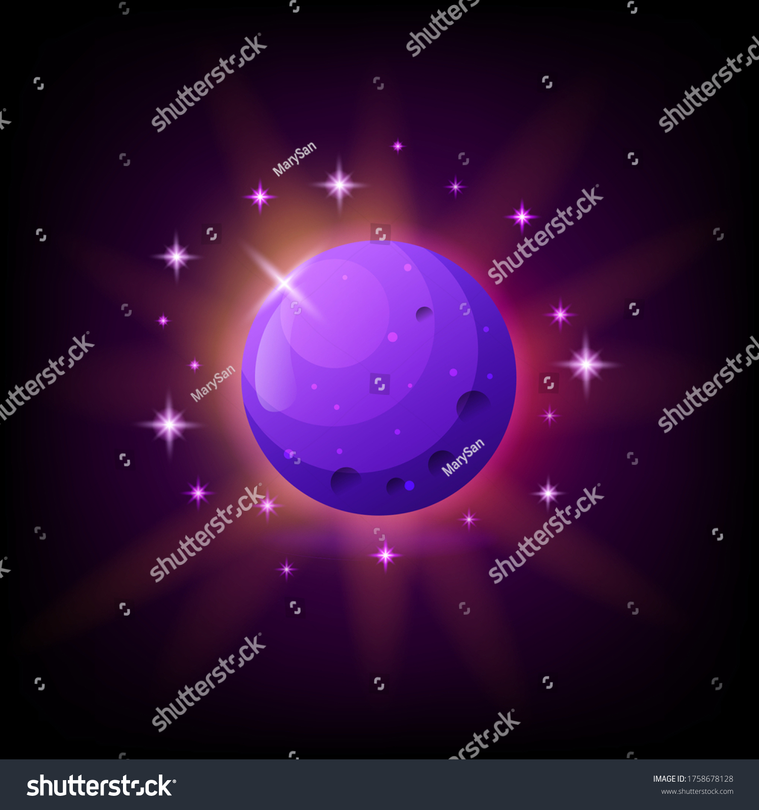 Purple Planet Icon Game Mobile App Stock Vector (Royalty Free) 1758678128