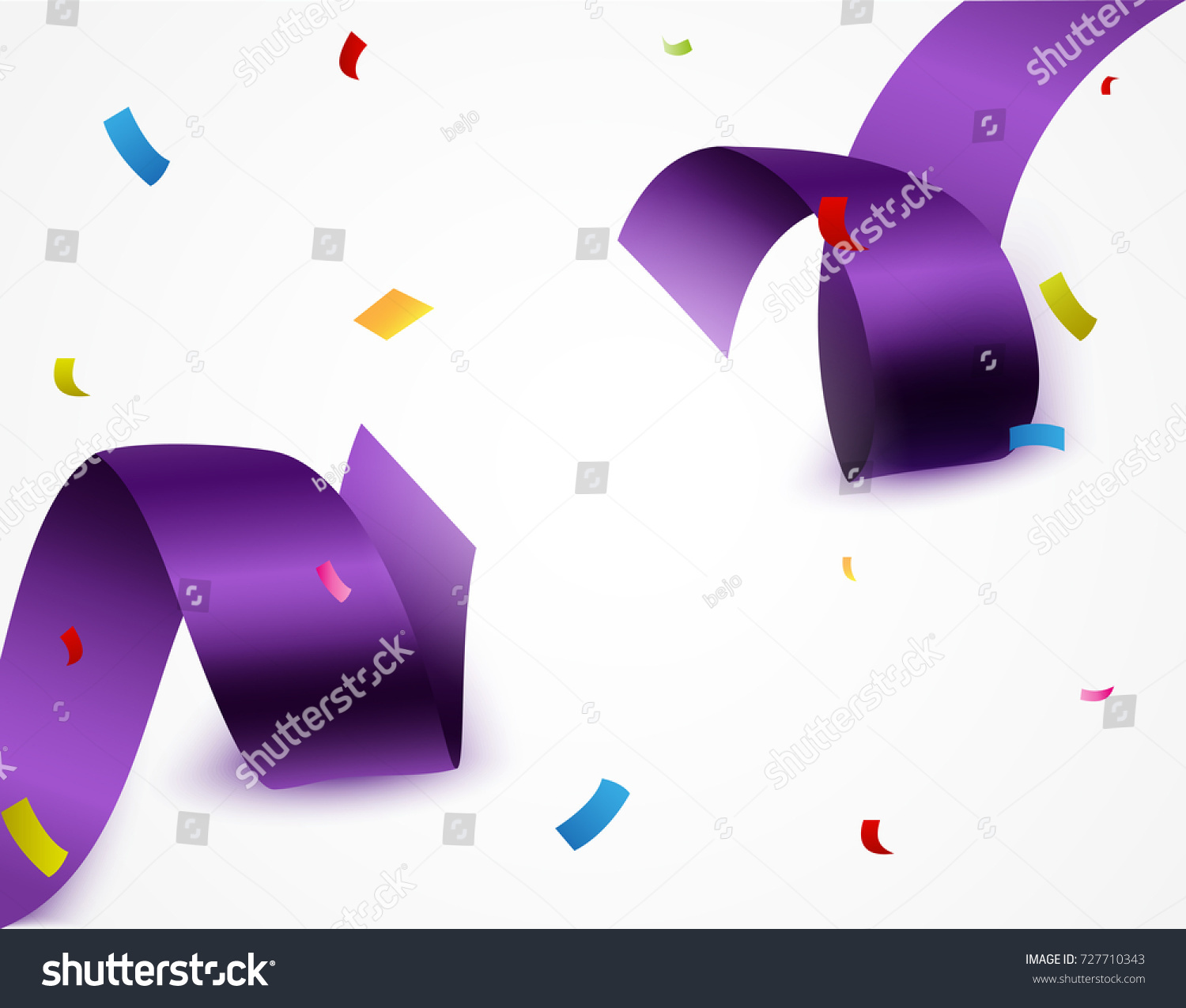 Purple Ribbon Background Confetti Stock Vector Royalty Free 727710343