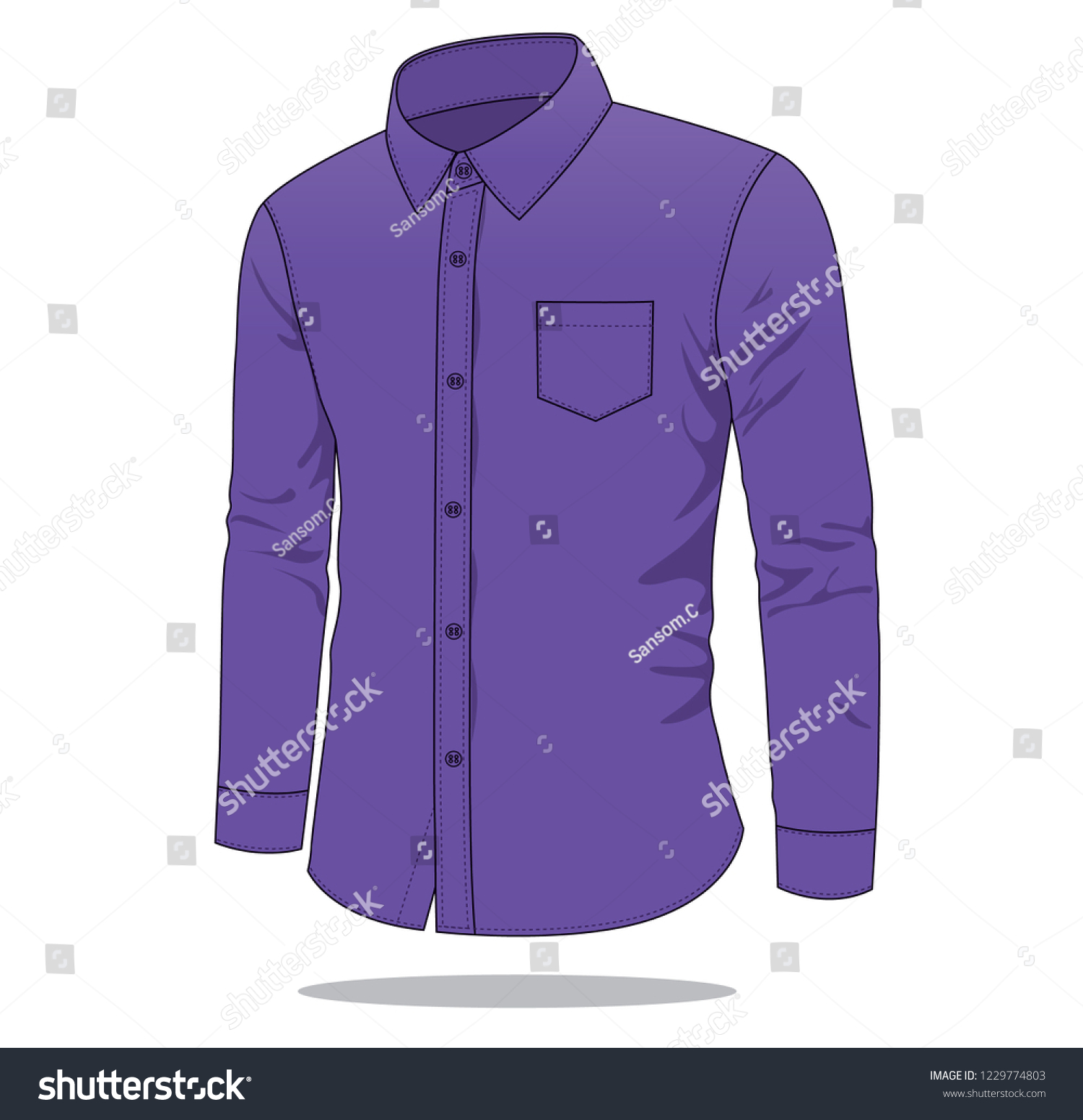 Purple Uniform Shirt Template Long Sleeve Stock Vector (Royalty Free ...