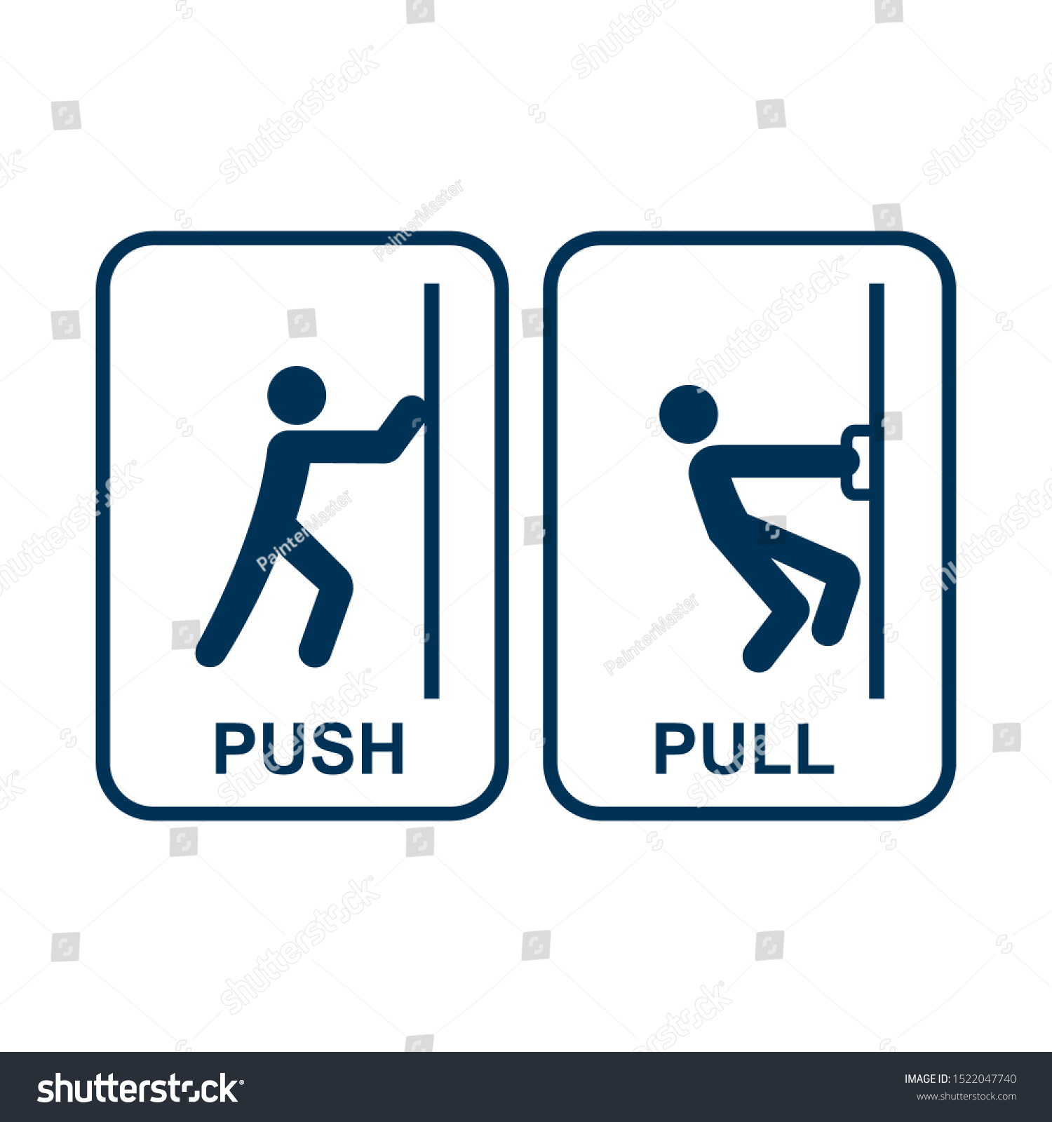 Push Pull Door Sign On White Stock Vector (Royalty Free) 1522047740