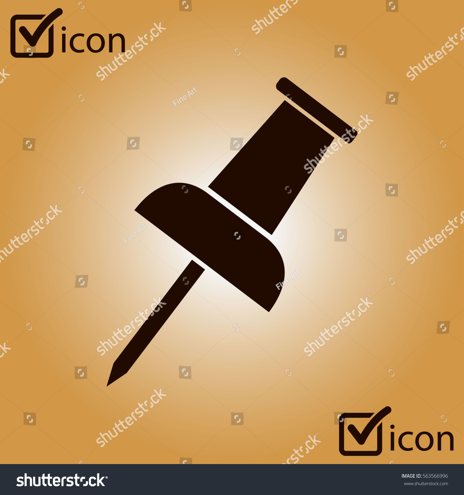Push Pin Icon Attach Note New Stock Vector (Royalty Free) 563566996 ...