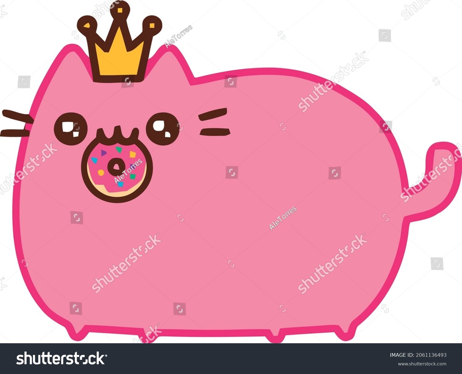 Pusheen Chubby Cat Chocolate Donut Crown Stock Vector (Royalty Free ...