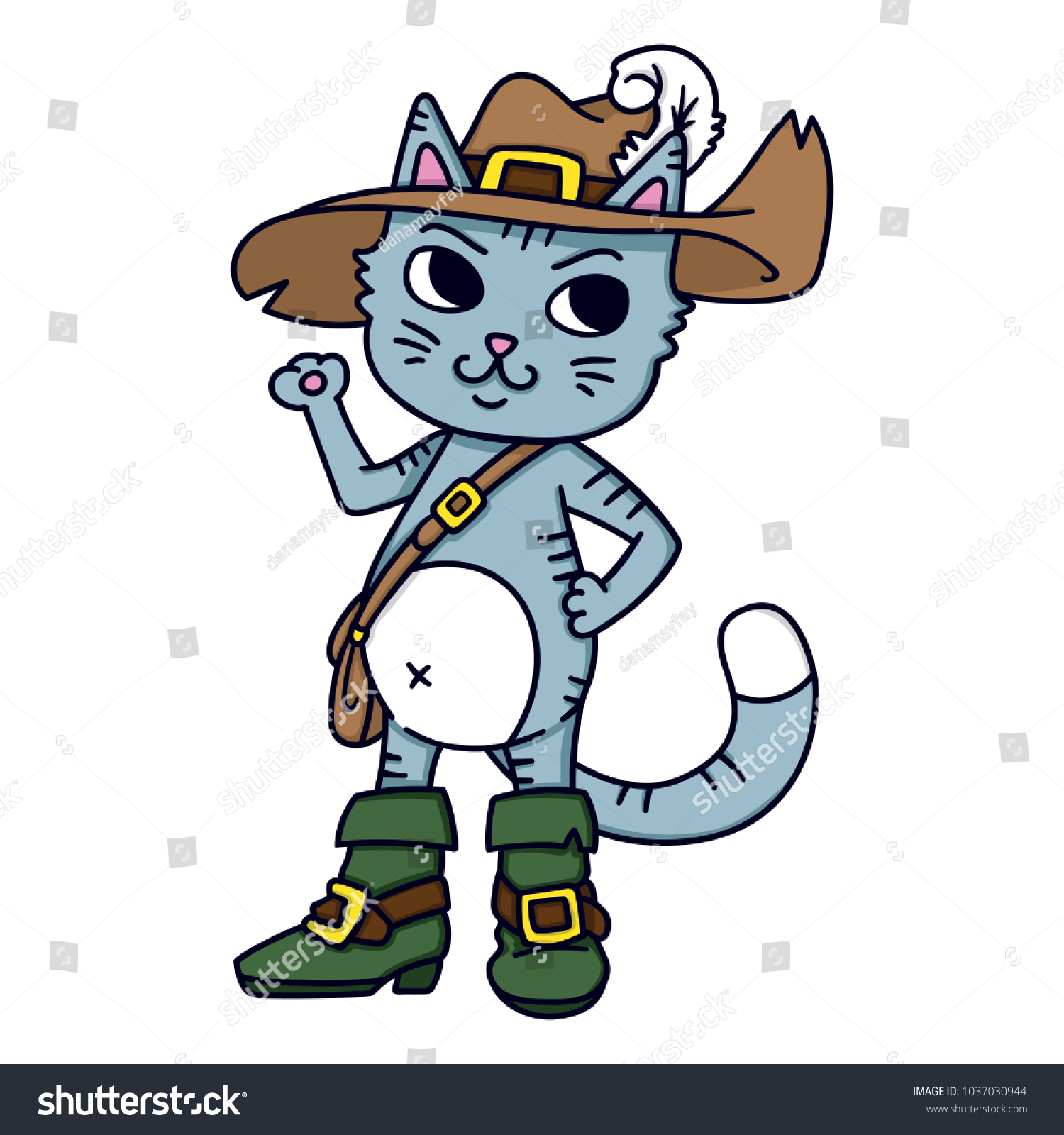 SVG of Puss in boots. Children illustration. Isolated objects on white background. Vector illustration. svg