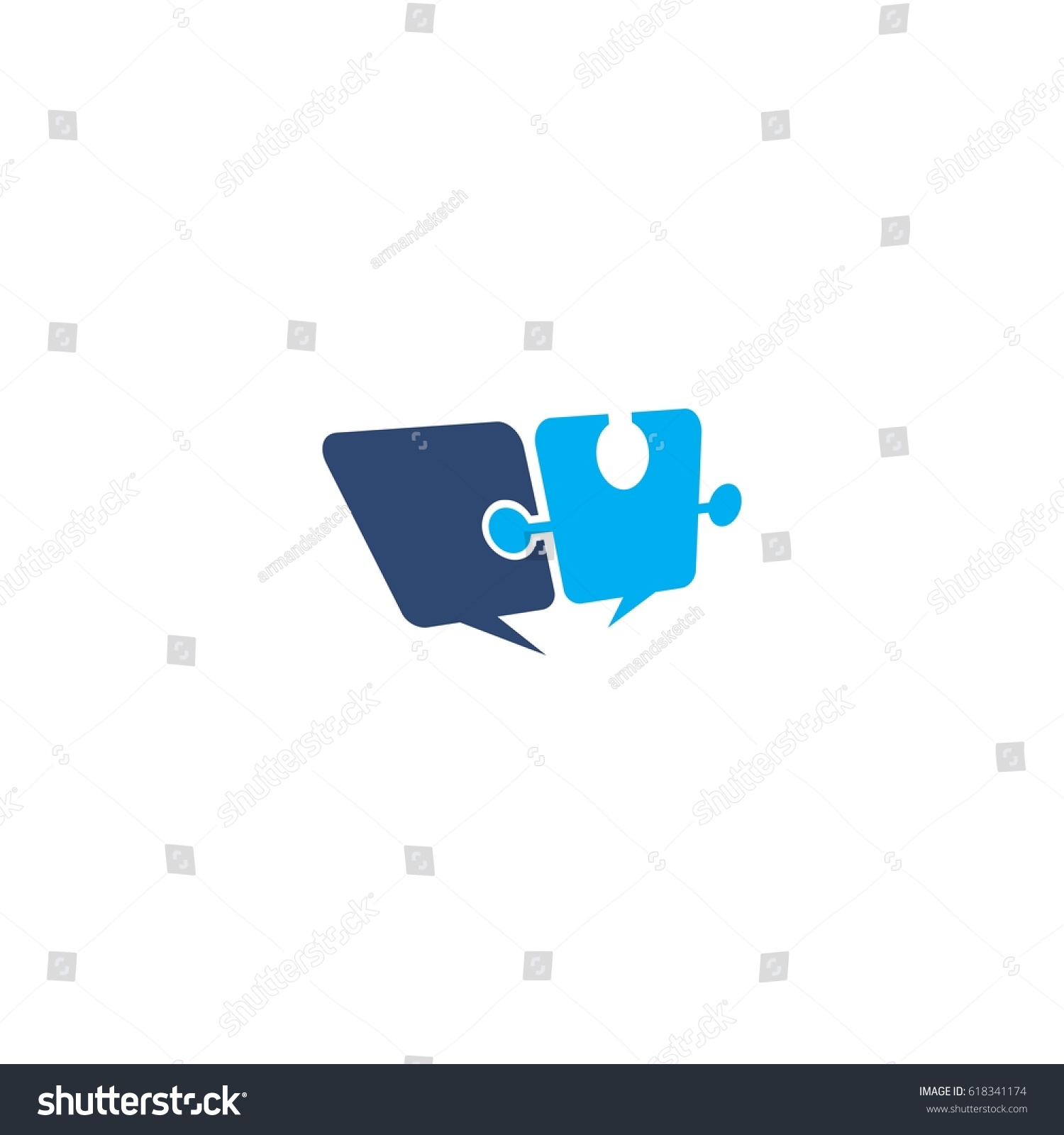 Puzzle Chat Icon Logo Stock Vector Royalty Free