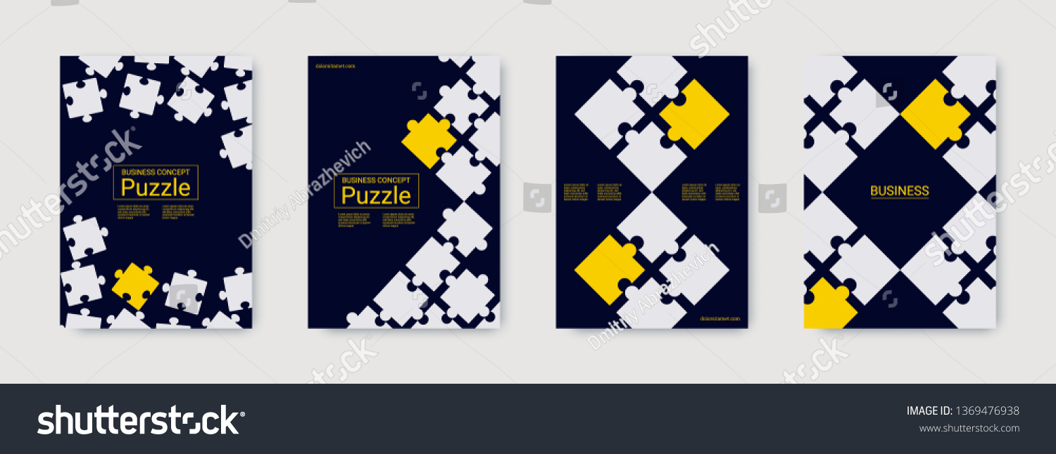 Puzzle Covers Annual Report Cover Team Stock Vector (Royalty Free