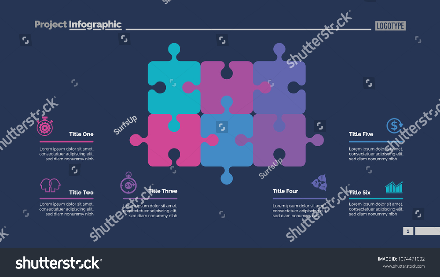 Stock Cycle Chart Vector ... Elements Puzzle Six Diagram