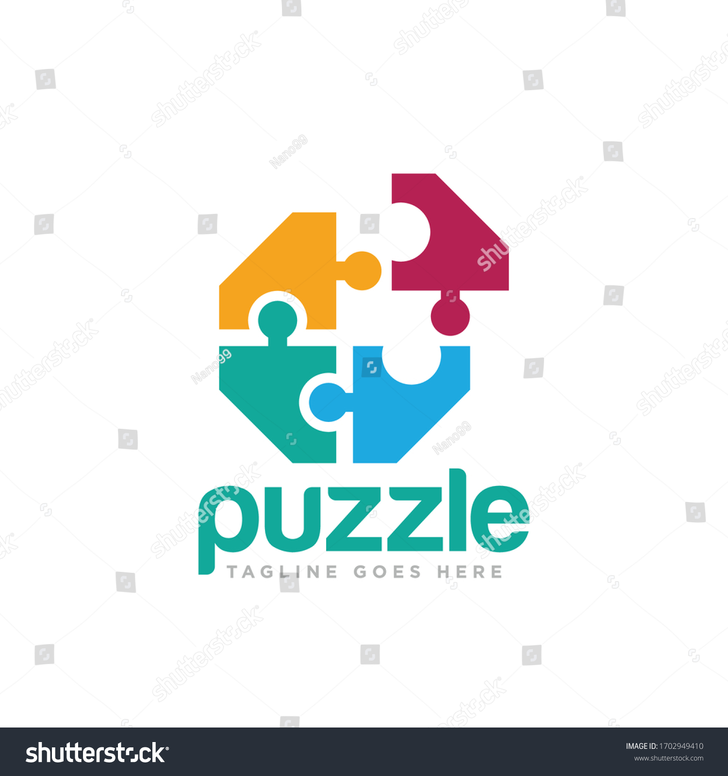 Puzzle Pieces Logo Design Vector Stock Vector (Royalty Free) 1702949410 ...