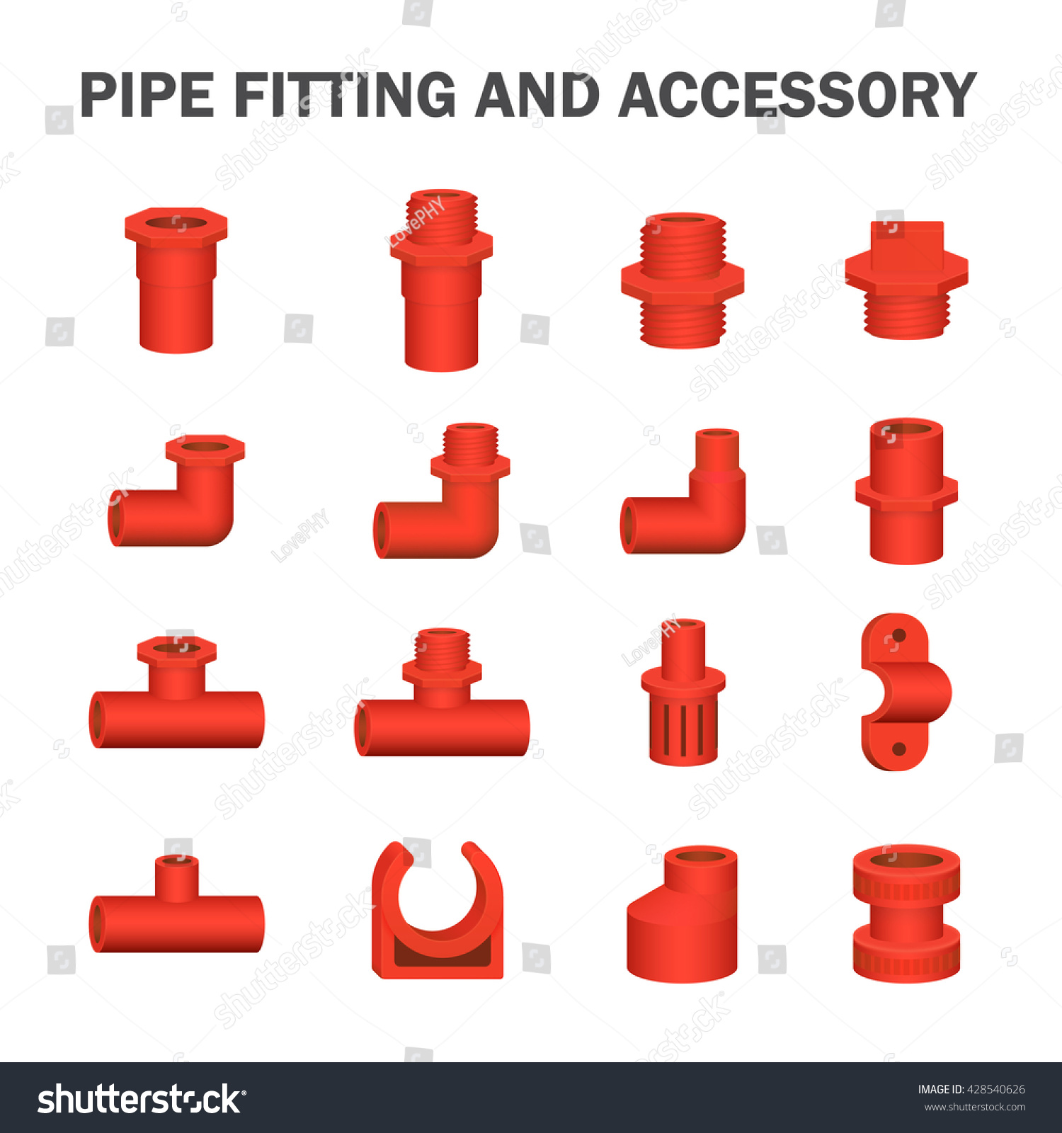 Pvc Plastic Pipe Fitting Vector Icon Stock Vector (Royalty Free ...