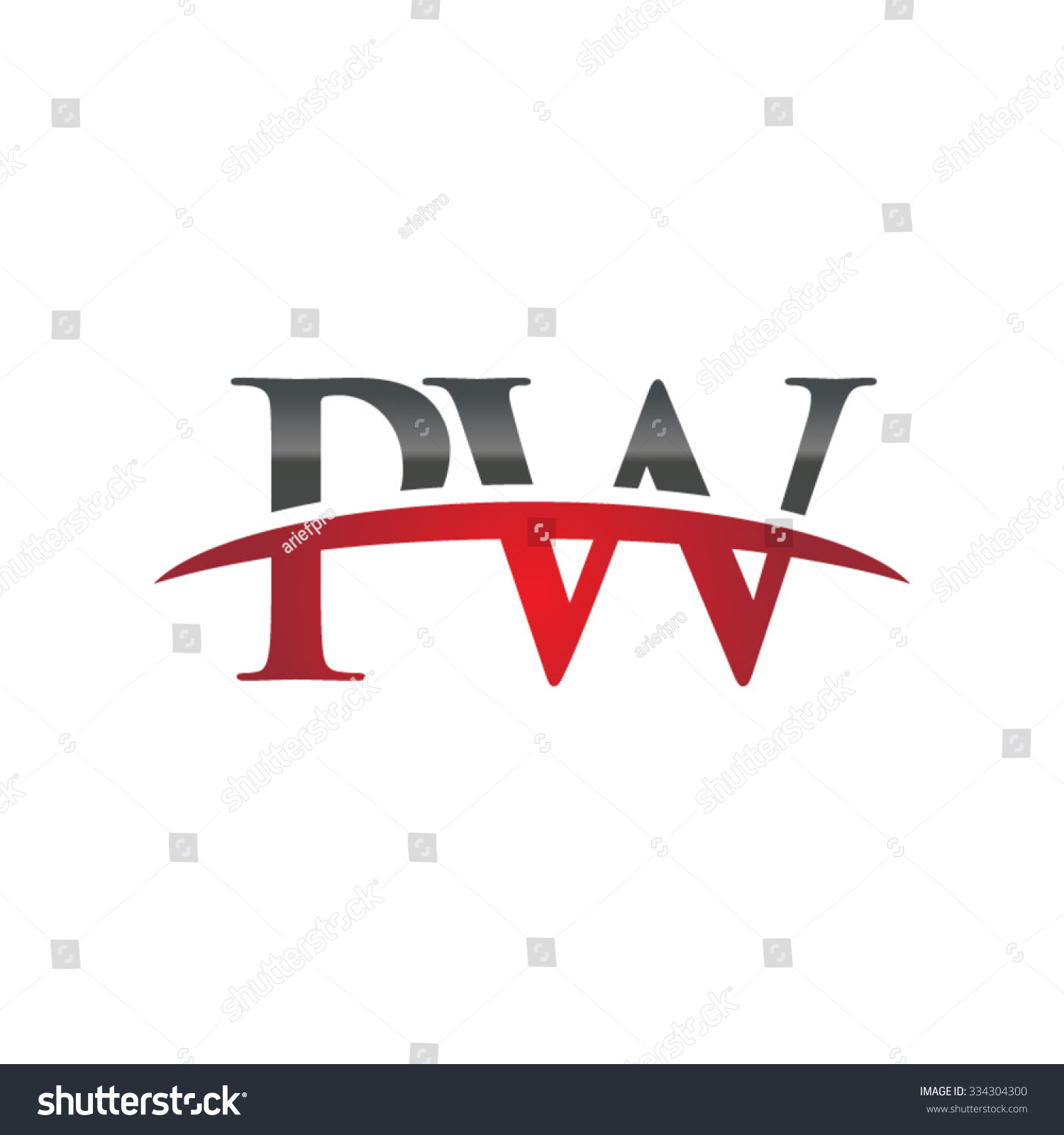 Pw Initial Company Red Swoosh Logo Stock Vector (Royalty Free) 334304300