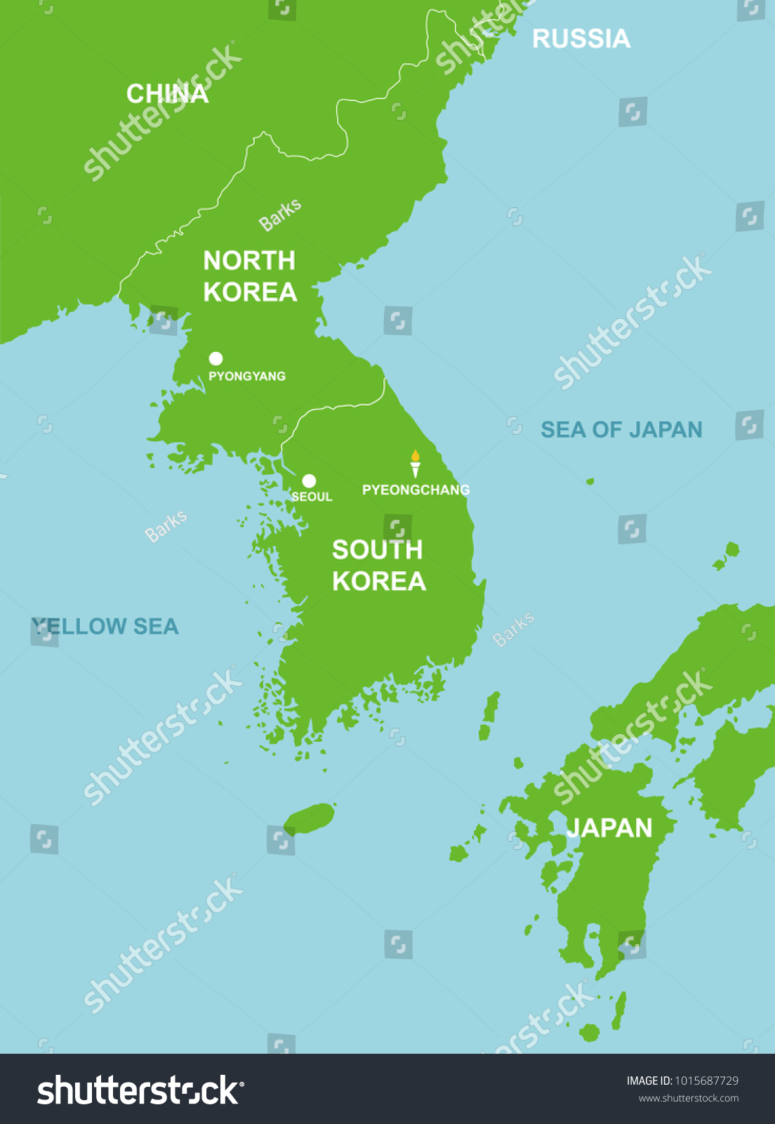 Pyeongchang South Korea Surrounding Countries Map Stock Vector Royalty Free 1015687729