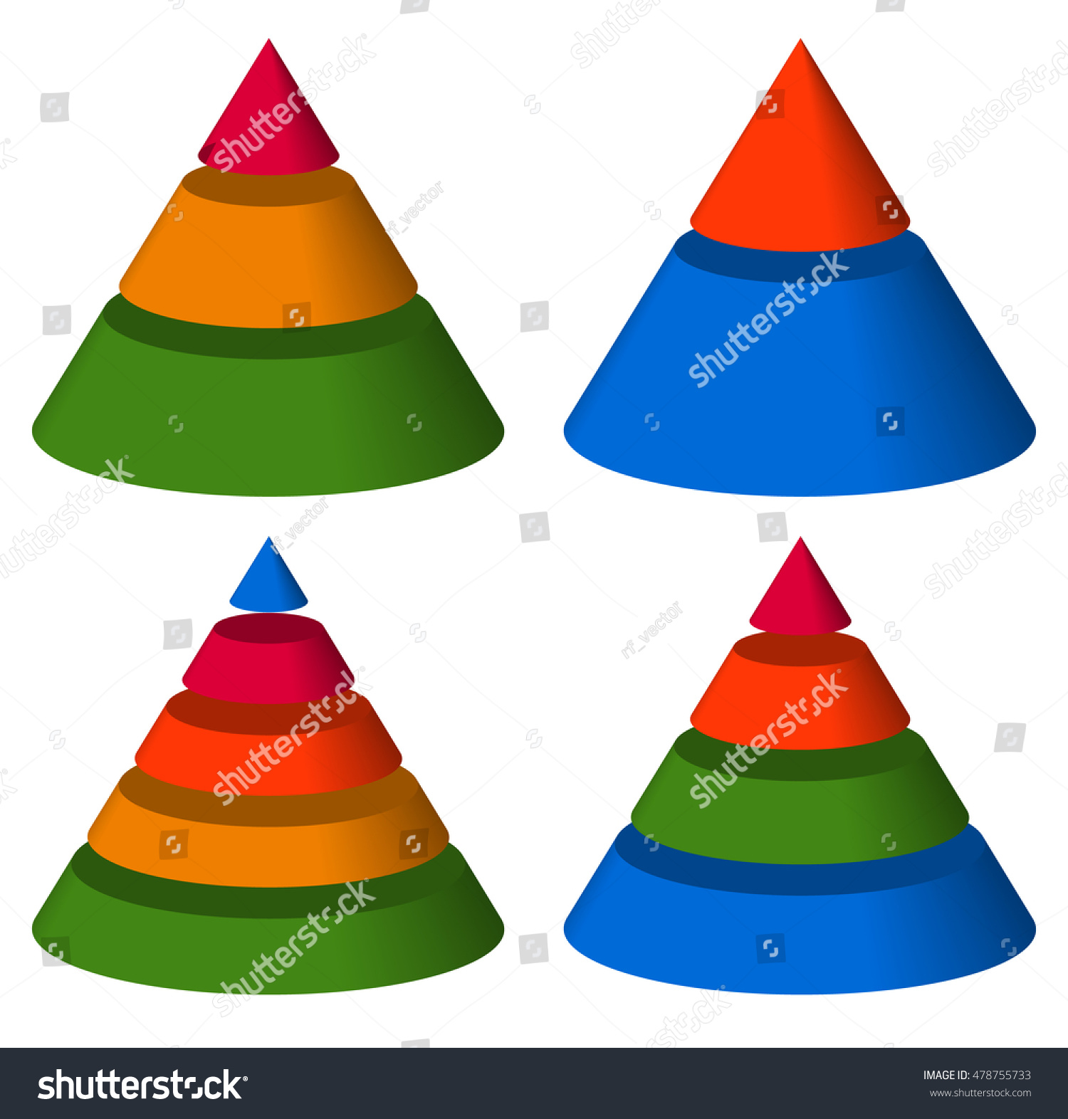 Pyramid Cone Charts 3254 Levels Multilevel Stock Vector 478755733 ...