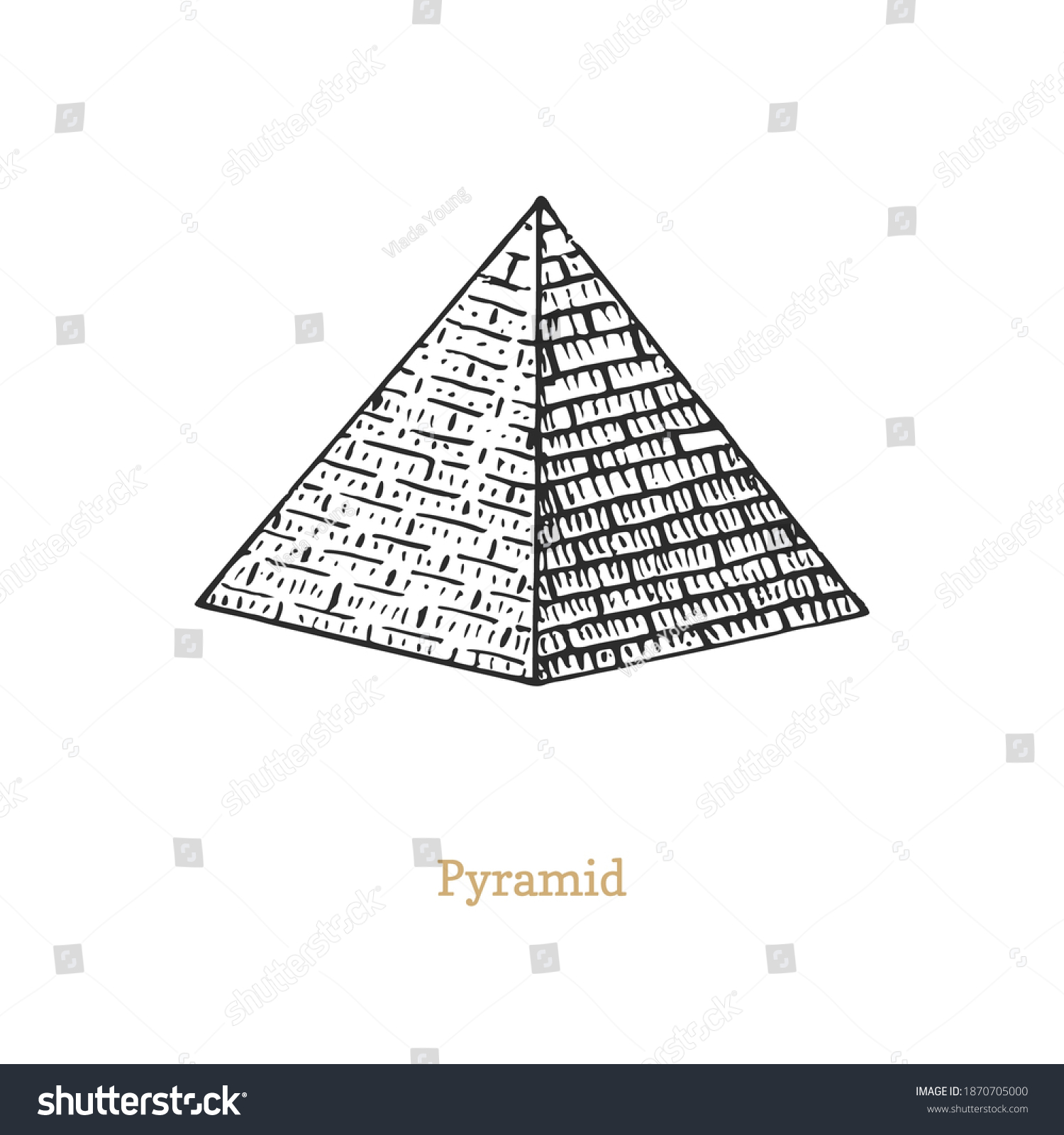 Pyramid Vector Illustration Engraving Style Vintage Stock Vector ...