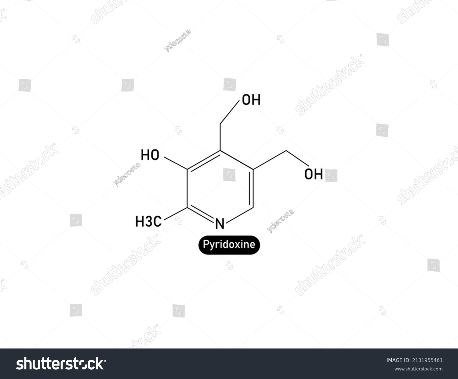 Pyridoxine Chemical Structure Vitamin B6 Stock Vector (Royalty Free ...