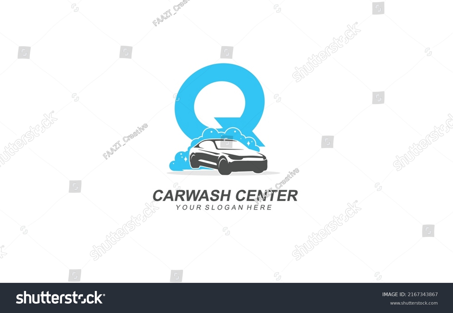 Q Car Wash Logo Design Inspiration Stock Vector (Royalty Free