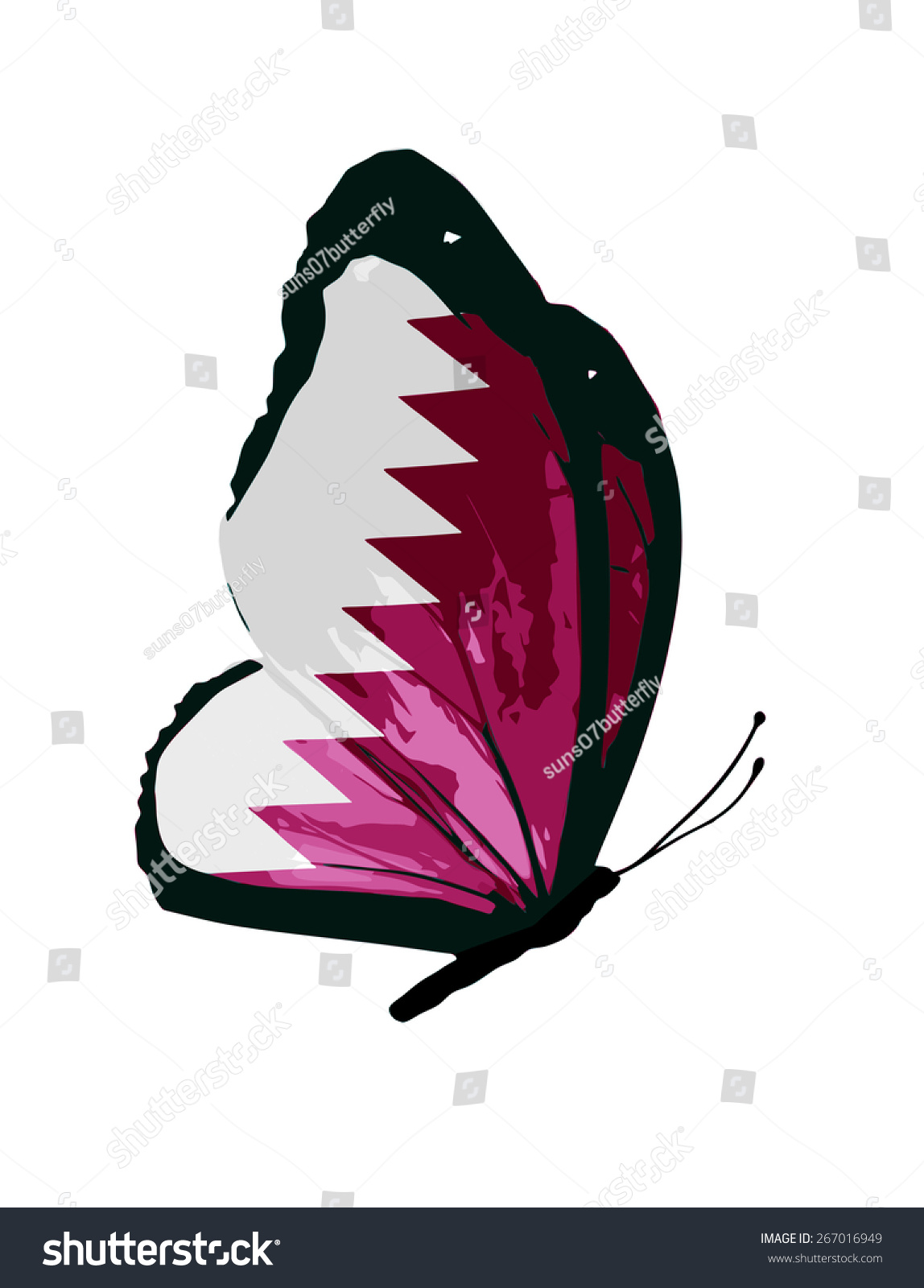 Qatar Flag Butterfly Vector Stock Vector 267016949 Shutterstock