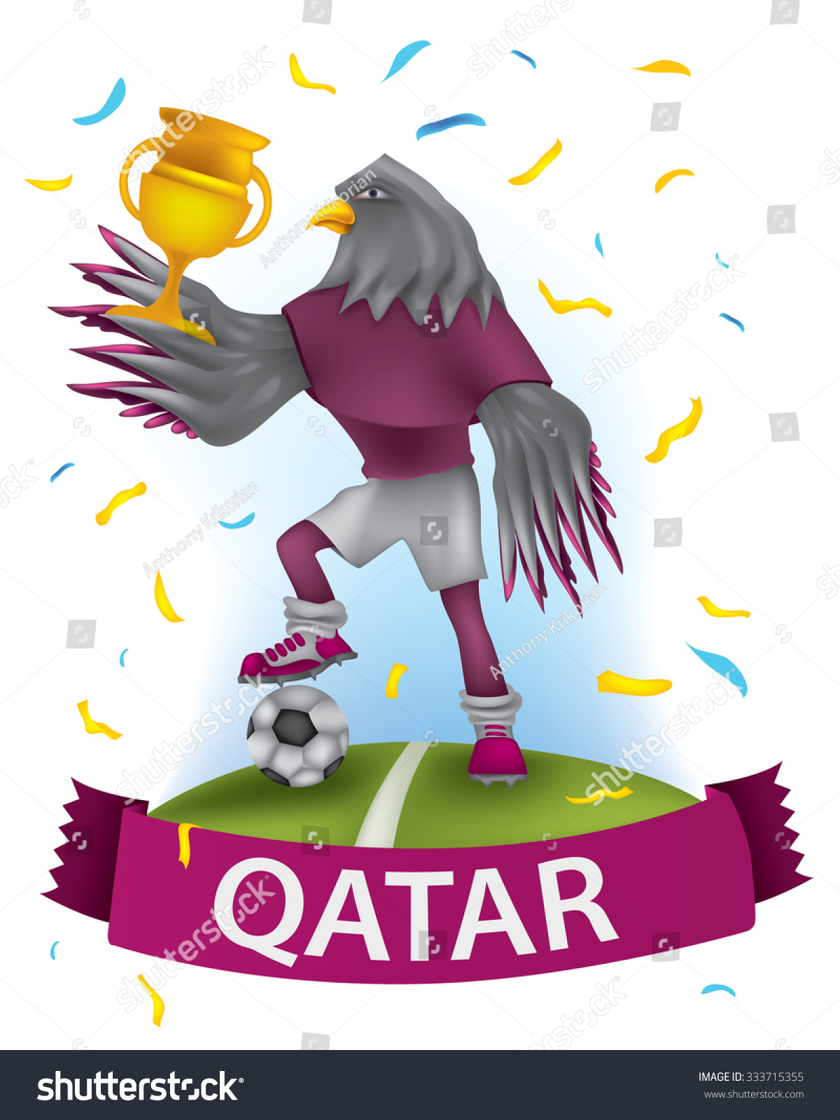 Qatar Soccer Character Vector Eagle Vector Stock Vector Royalty Free