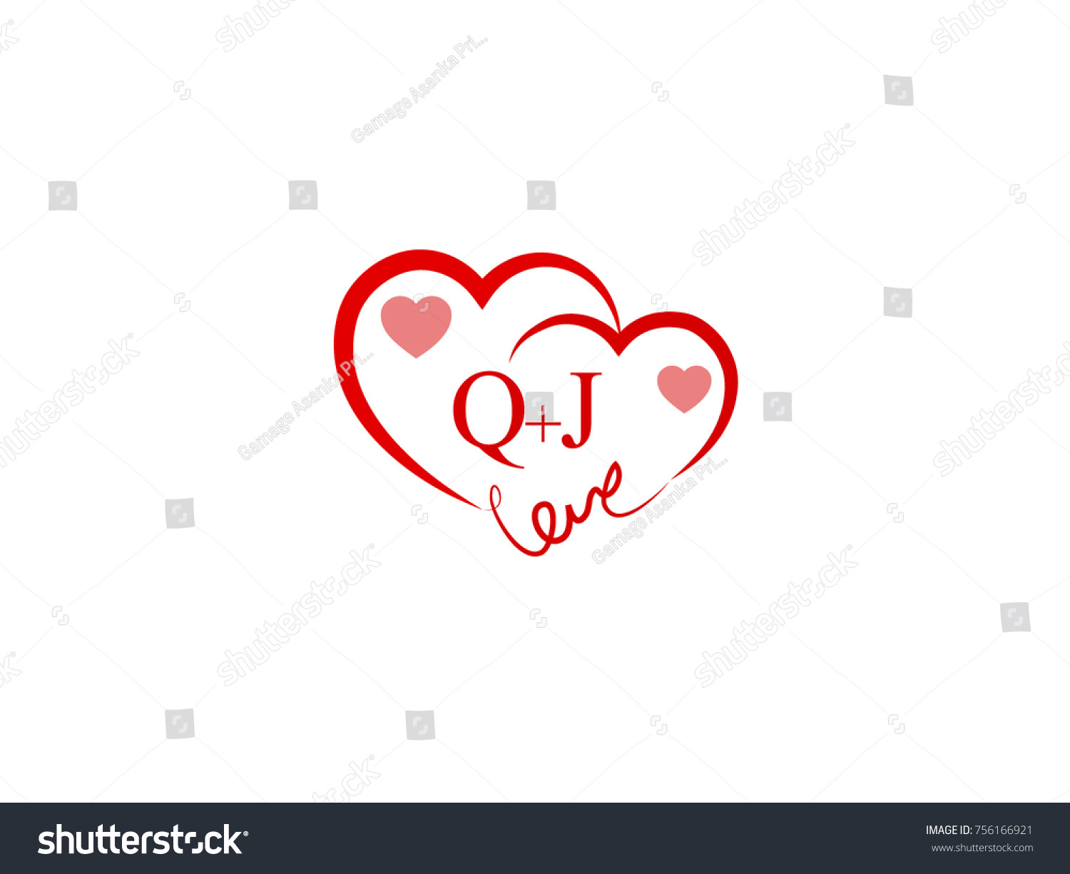 Qj Initial Wedding Invitation Love Logo Stock Vector Royalty Free