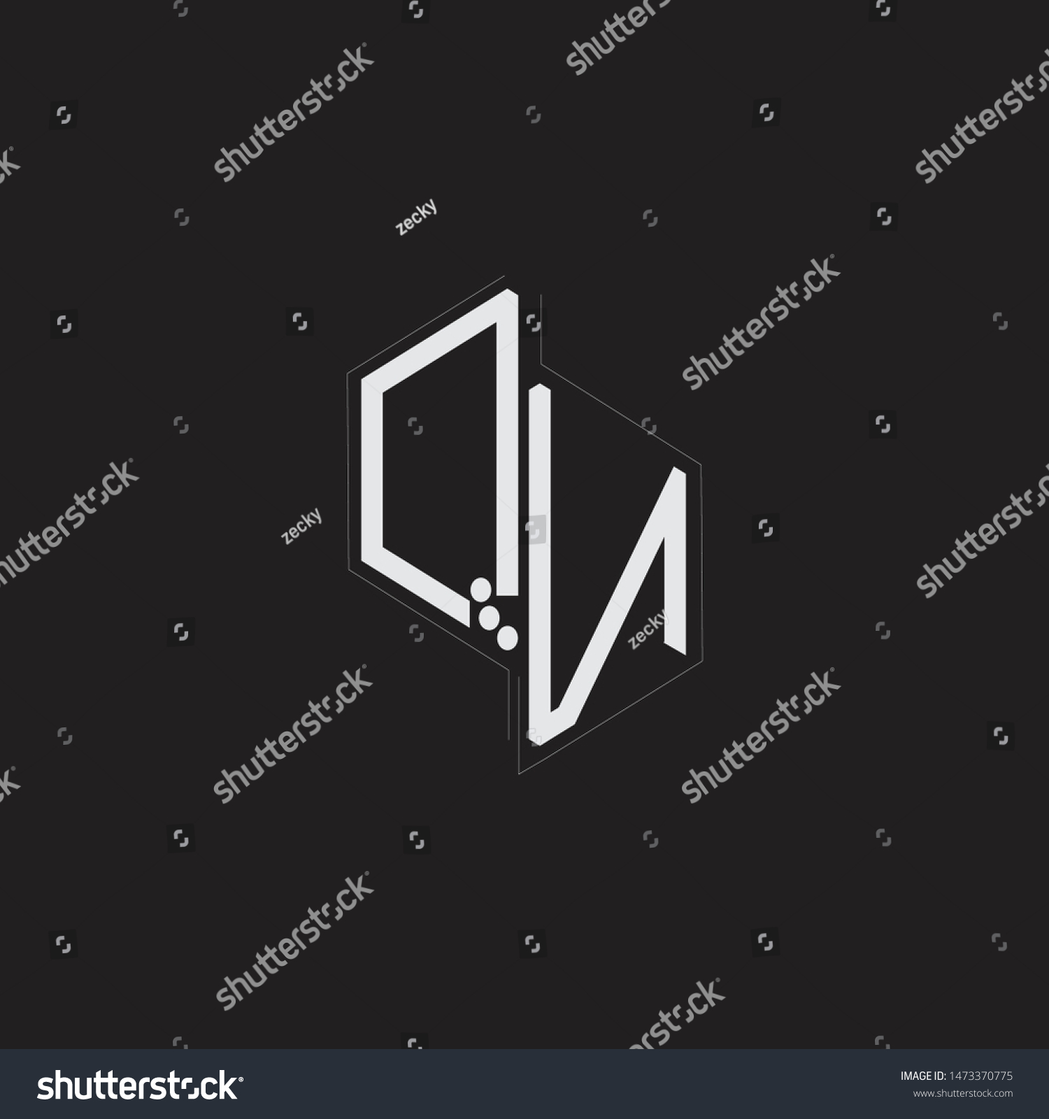 Qn Initial Letters Logo Monogram With Up To Down Style Isolated On Black Background
