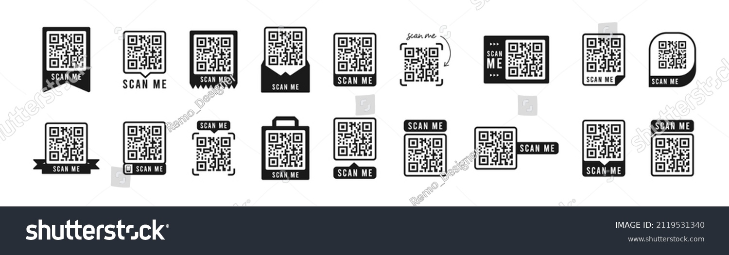 Conjunto de código Qr. Plantilla de: vector de stock (libre de regalías ...