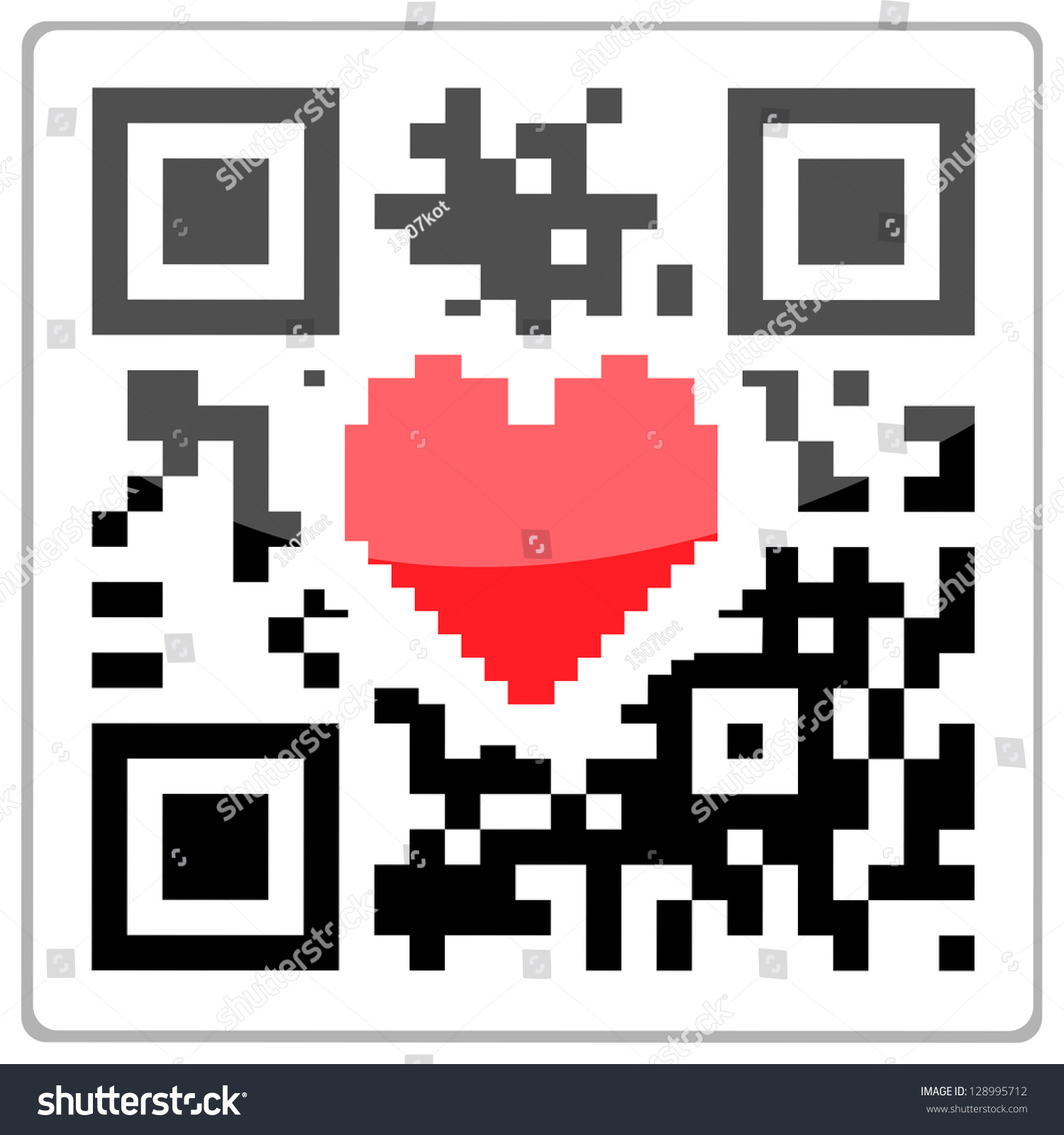 Qr Code Red Heart Inside Qrcode Stock Vector (Royalty Free) 128995712