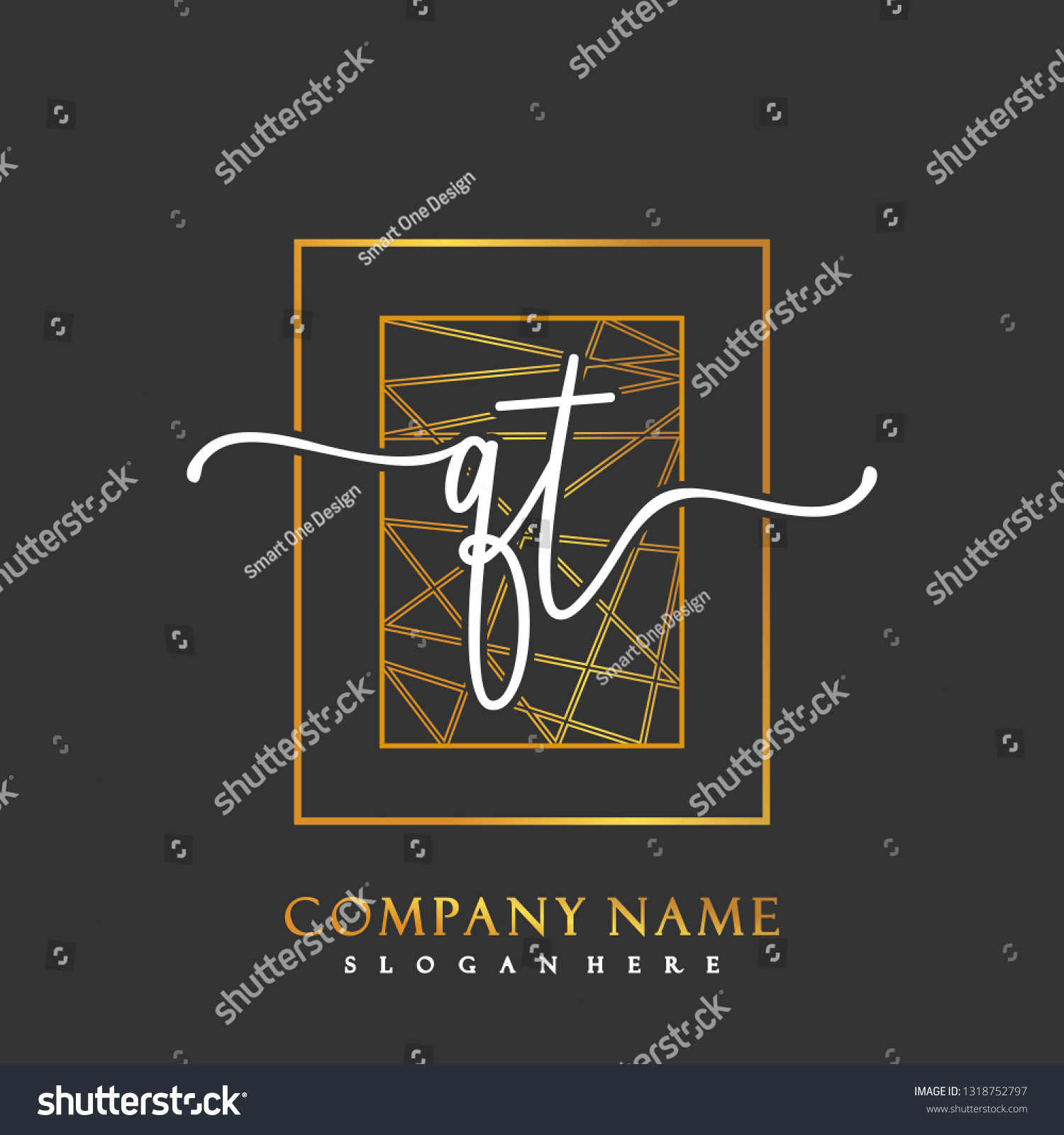 Qt Initial Handwriting Logo Template Vector Stock Vector Royalty Free