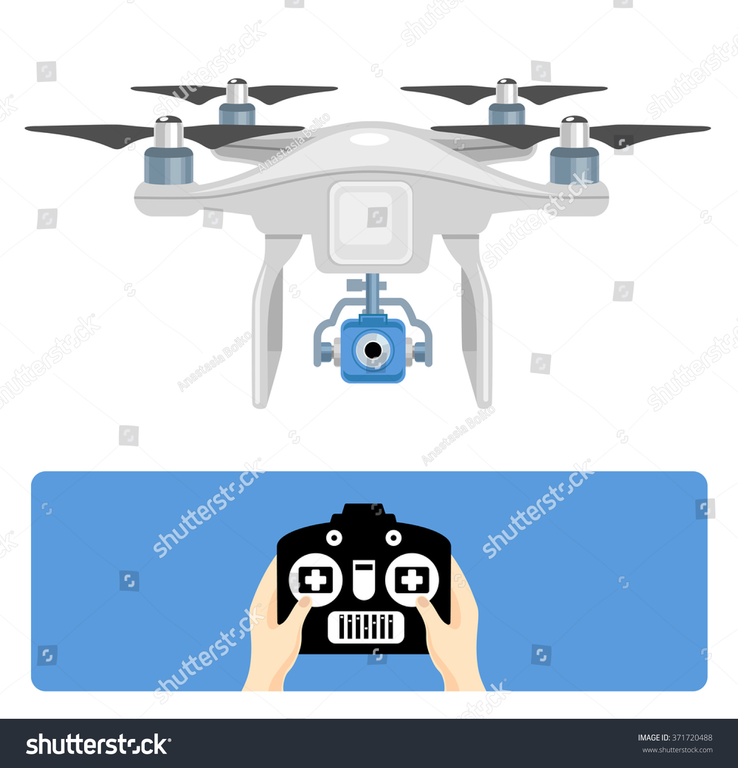 Quadcopter Drone Camera Photography Video Surveillance Stock Vector ...