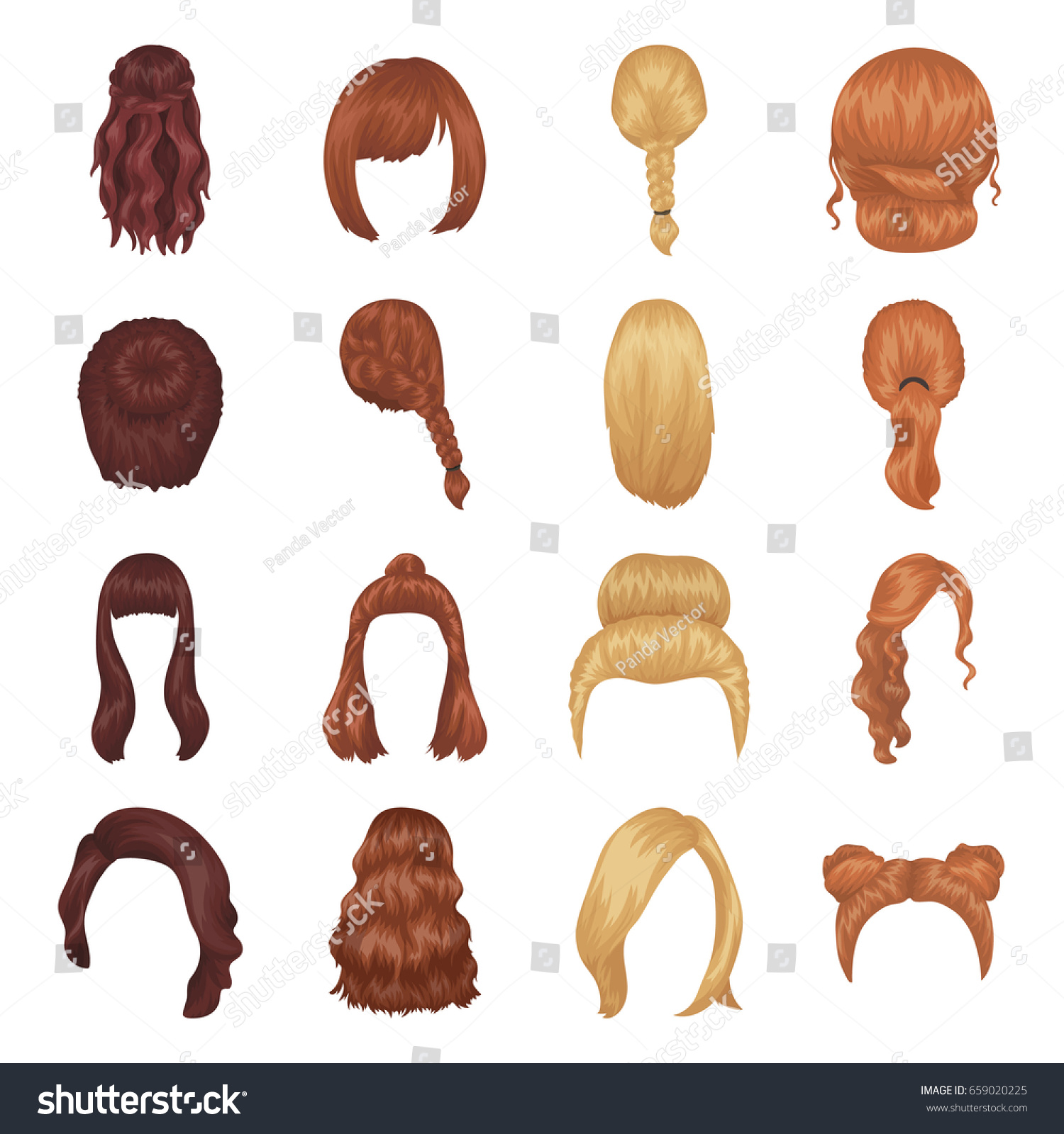 Quads Blond Braids Other Types Hairstyles Stock Vector 