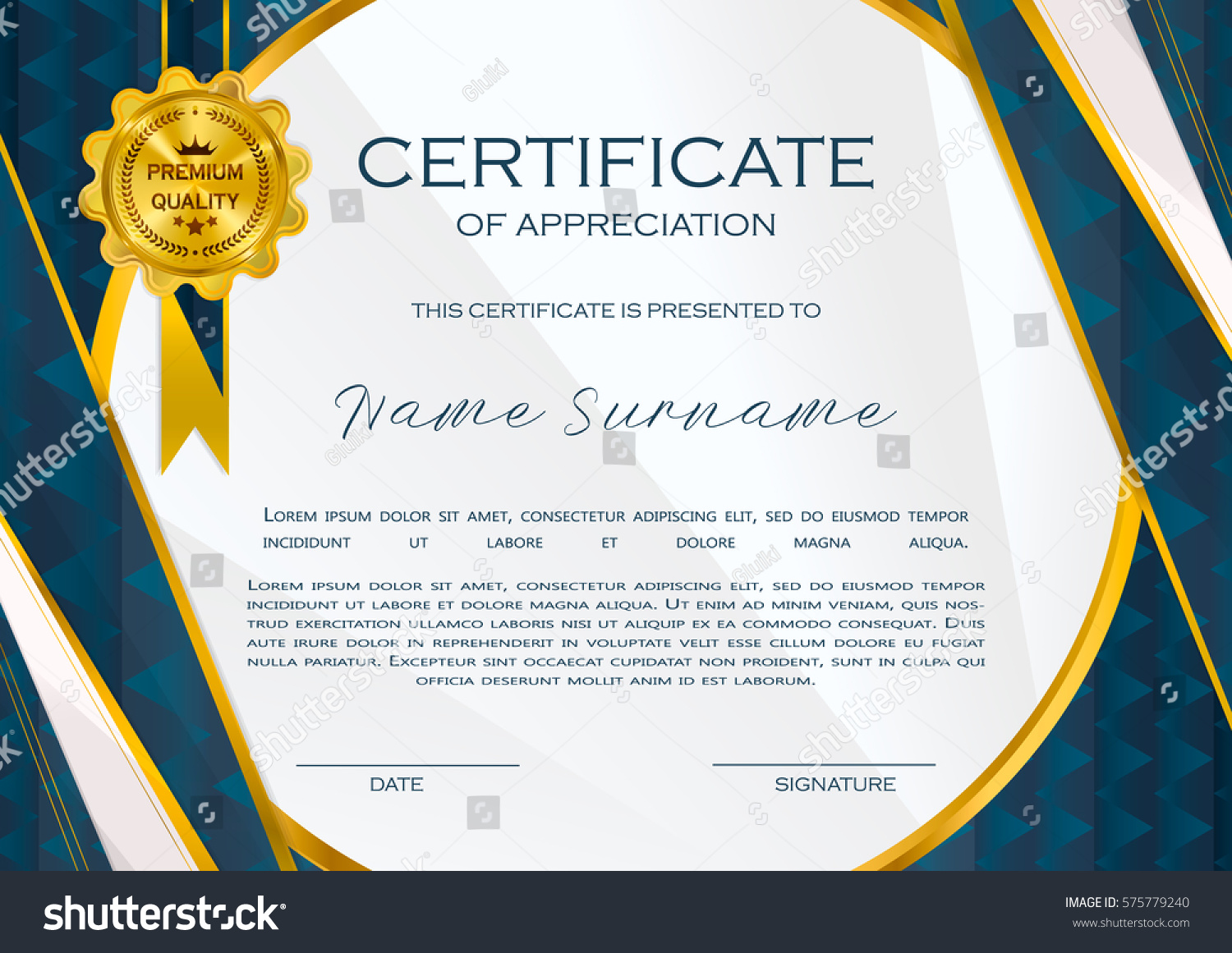 Qualification Certificate Appreciation Design Elegant Luxury Stock ...