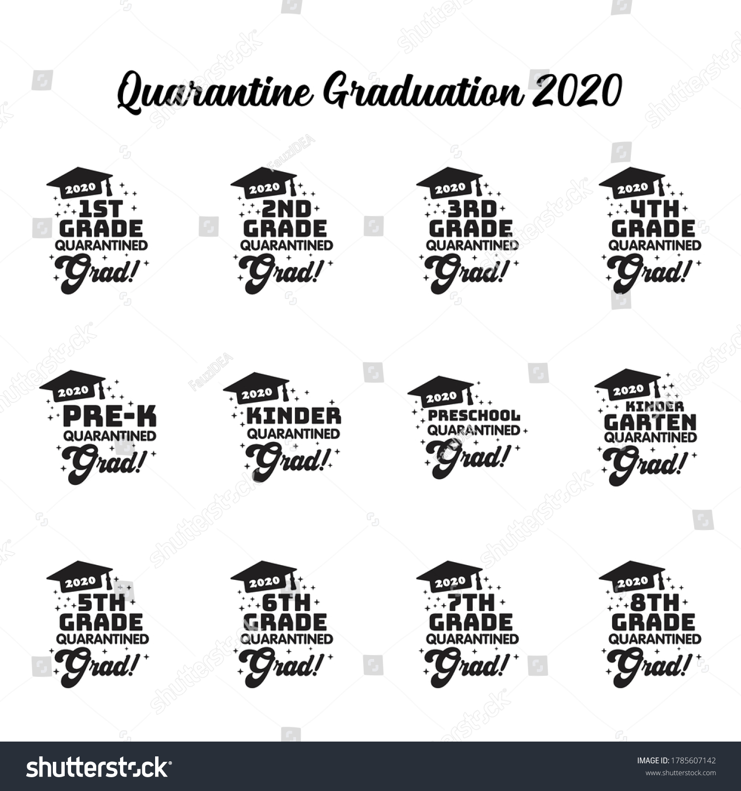 SVG of Quarantine Graduation 2020 SVG Design Bundle, Kindergarten Pre-K Preschool 1st 2nd 3rd 4th 5th 6th 7th 8th Grade Grad Shirt SVG, Clip Art svg