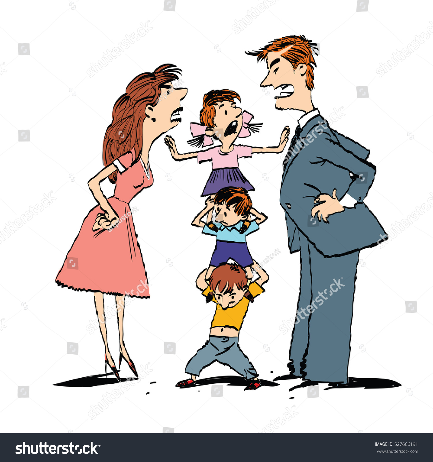 Quarrel Family Mom Dad Fighting Kids Stock Vector 527666191 - Shutterstock