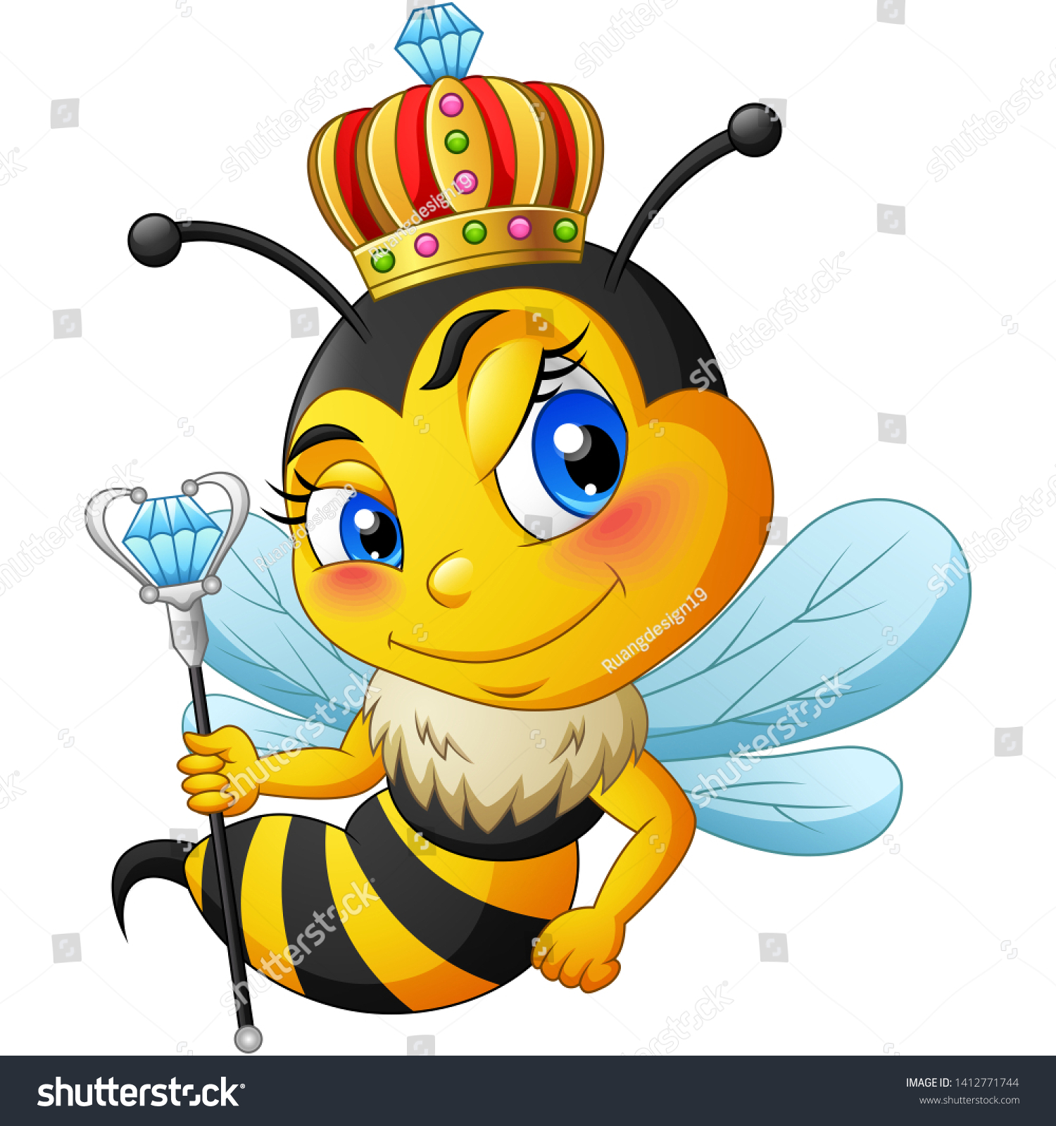 Image Vectorielle De Stock De Dessin De La Reine Des Abeilles 1412771744