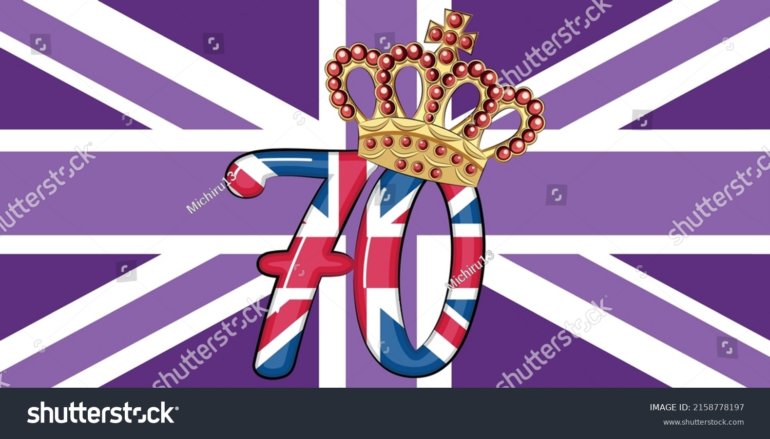 SVG of Queen Elizabeth's Platinum Jubilee celebration poster against the backdrop of the Union Jack, reigning 70 years since 1952 svg