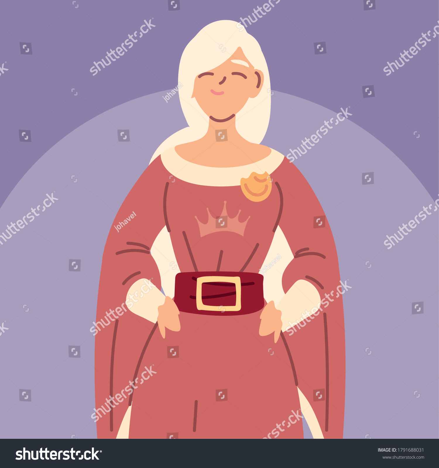 Queen Female Medieval Wear Vector Illustration Stock Vector (Royalty ...