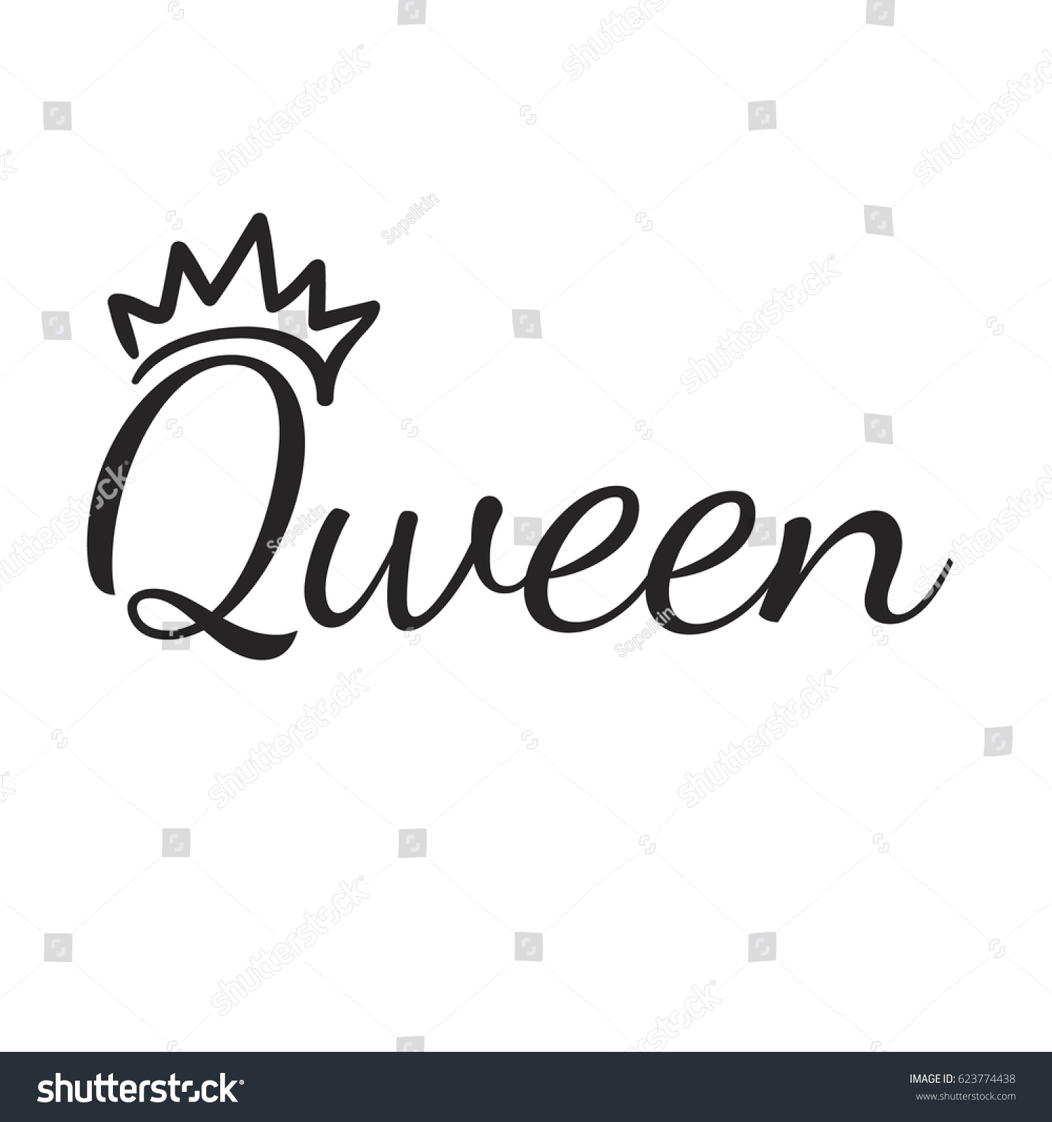 Queen Inscription Crown Hand Drawn Logo Stock Vector 623774438 ...