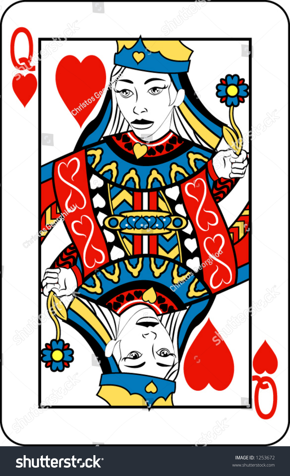Queen Hearts Deck Playing Cards Rest Stock Vector 1253672 - Shutterstock
