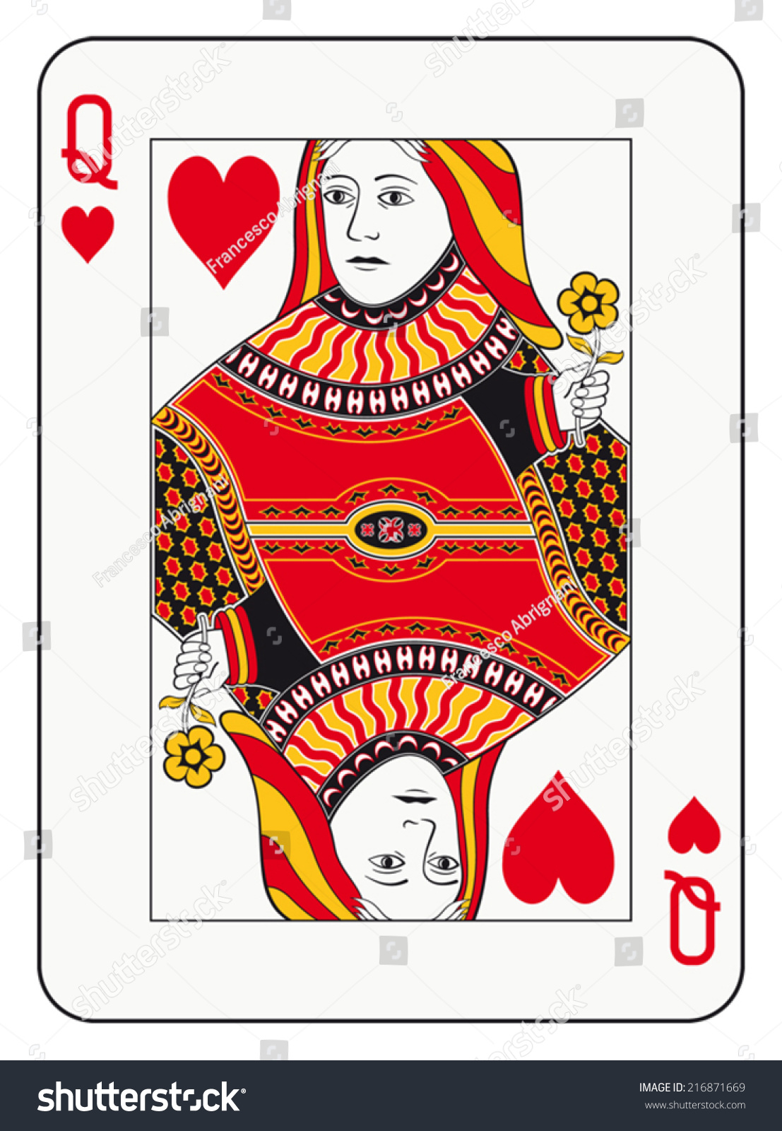 Queen Hearts Playing Card Stock Vector 216871669 - Shutterstock