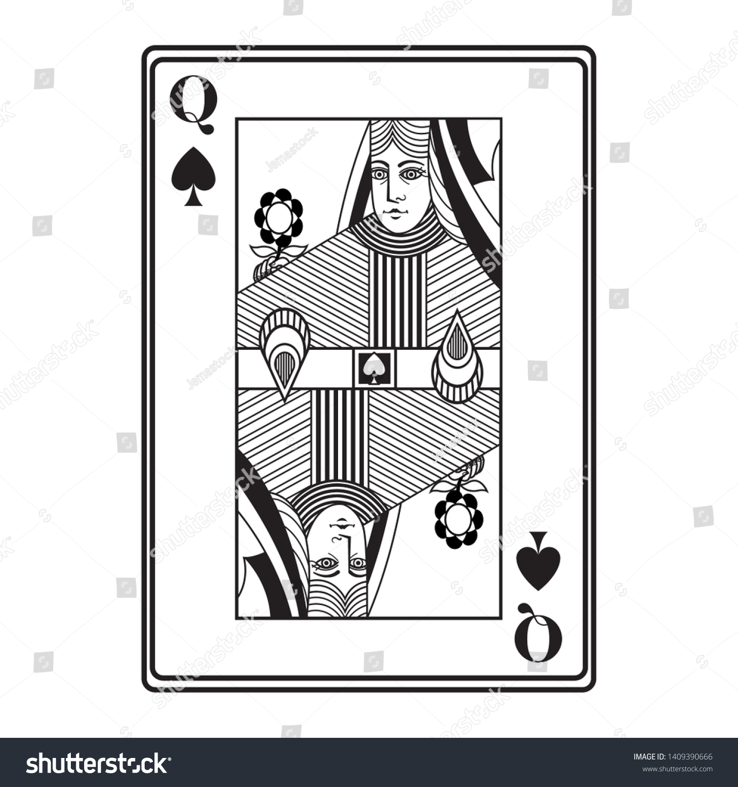 Queen Spades Card Icon Cartoon Black Stock Vector (Royalty Free ...