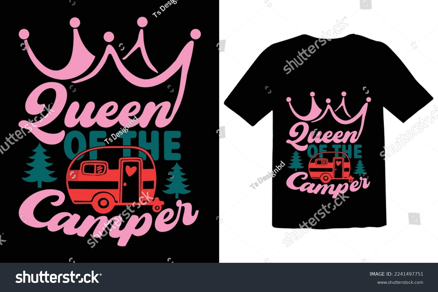 SVG of Queen of the Camper svg design,T shirt Design File svg
