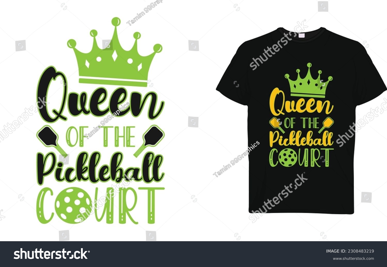 SVG of Queen of the pickleball court t shirt design. Pickleball SVG design. 
Queen of the pickle ball court SVG t shirt design on white background. svg