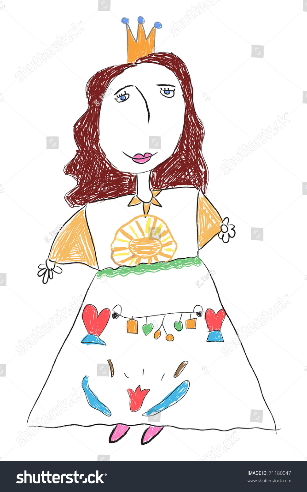 Queen Of The Sun. Vector Drawing In A Children'S Style - 71180047 ...