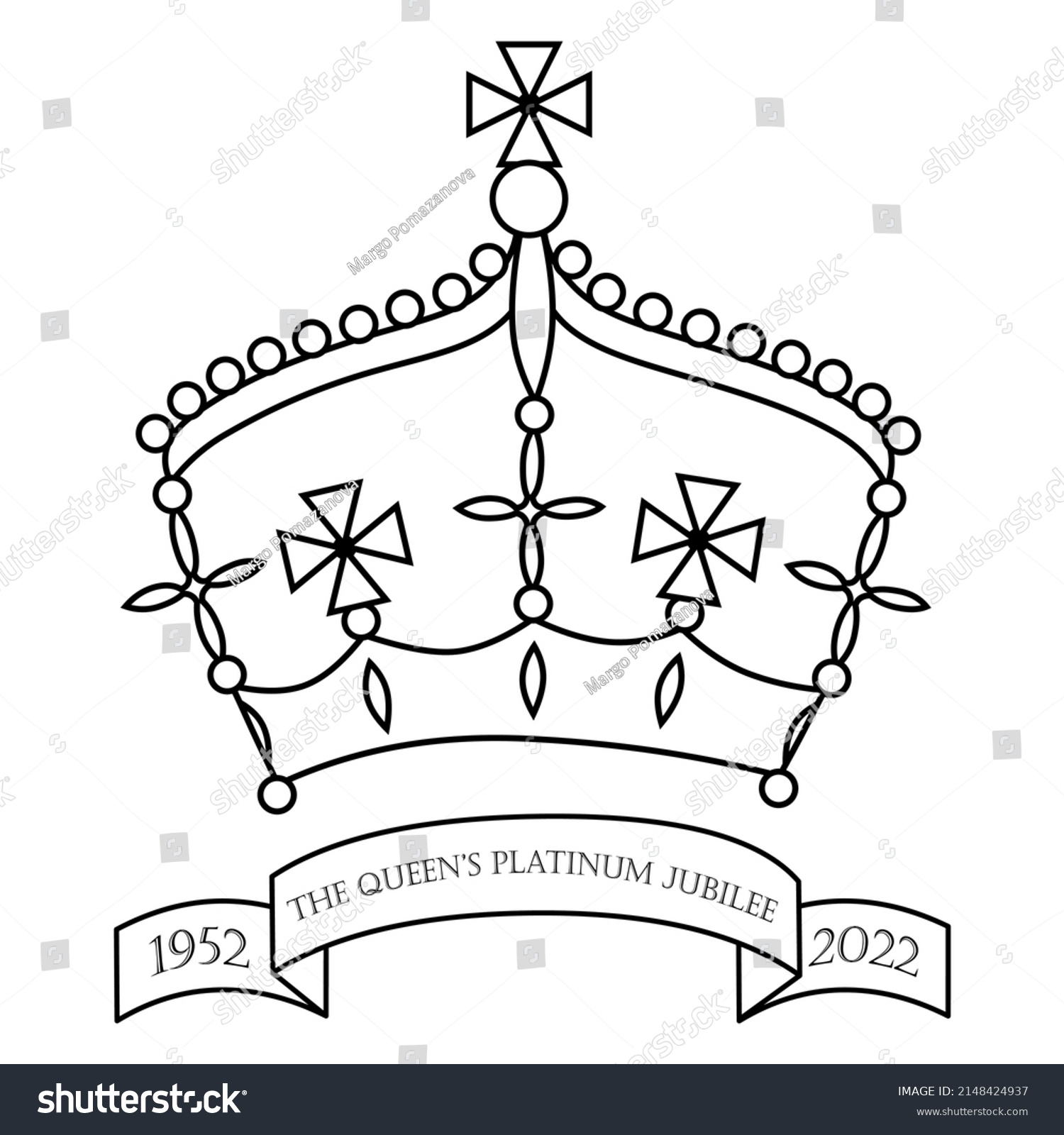 SVG of Queen platinum jubilee 2022 vector clipart illustration. Elizabeth platinum jubilee. Crown banner. British queen greeting poster. svg